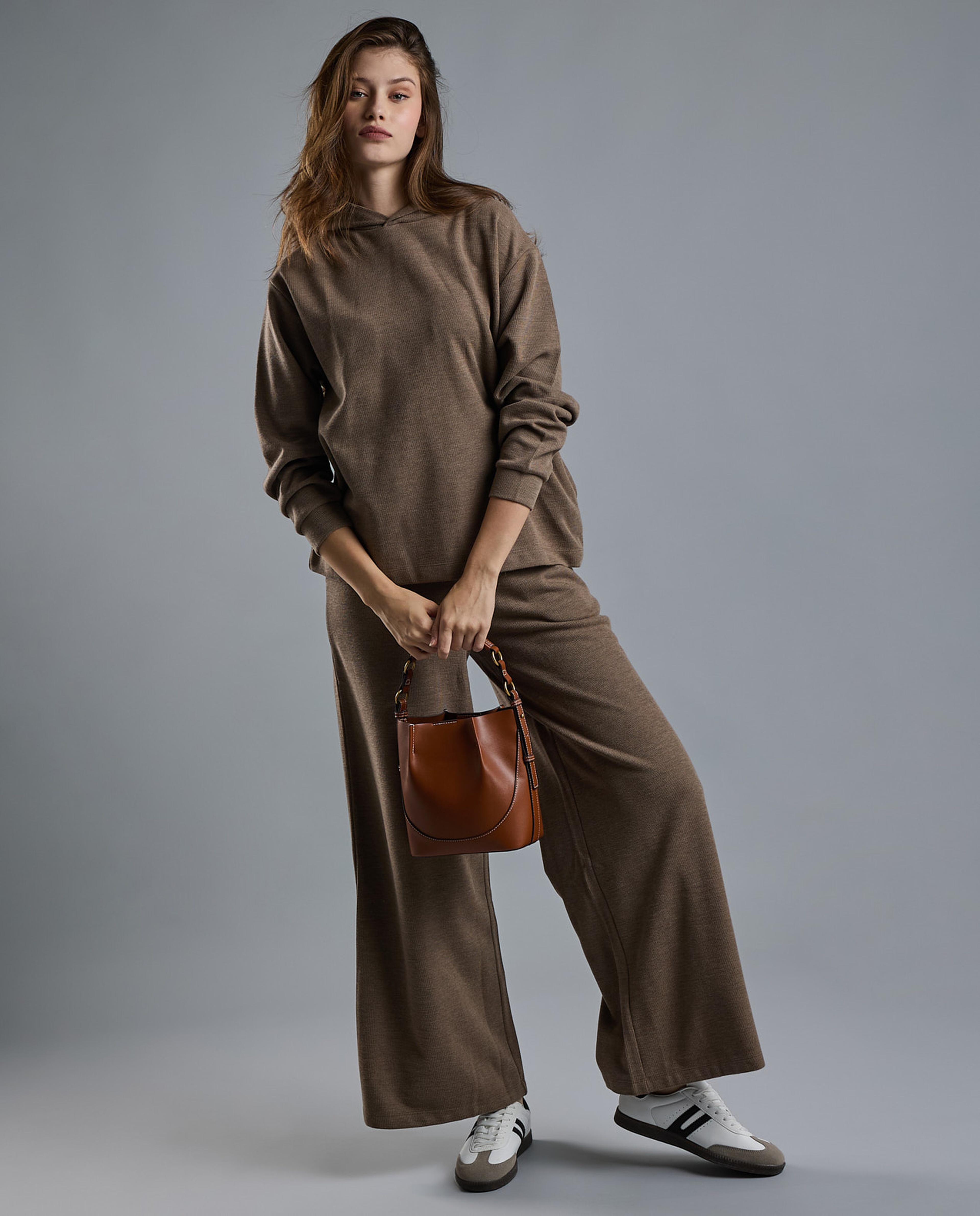 Textured Hoodie with Long Sleeves