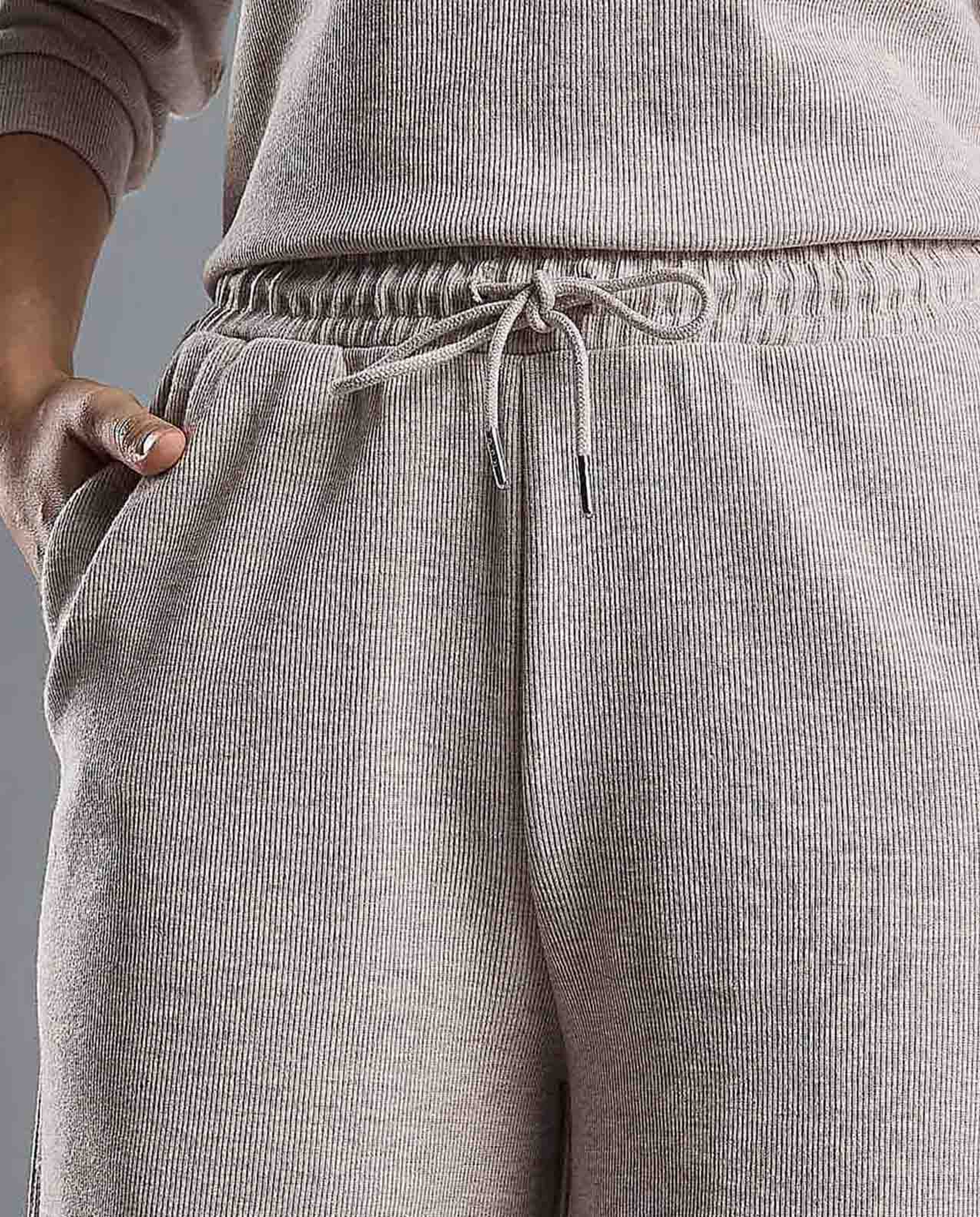 Ribbed Wide Leg Pants with Drawstring Waist