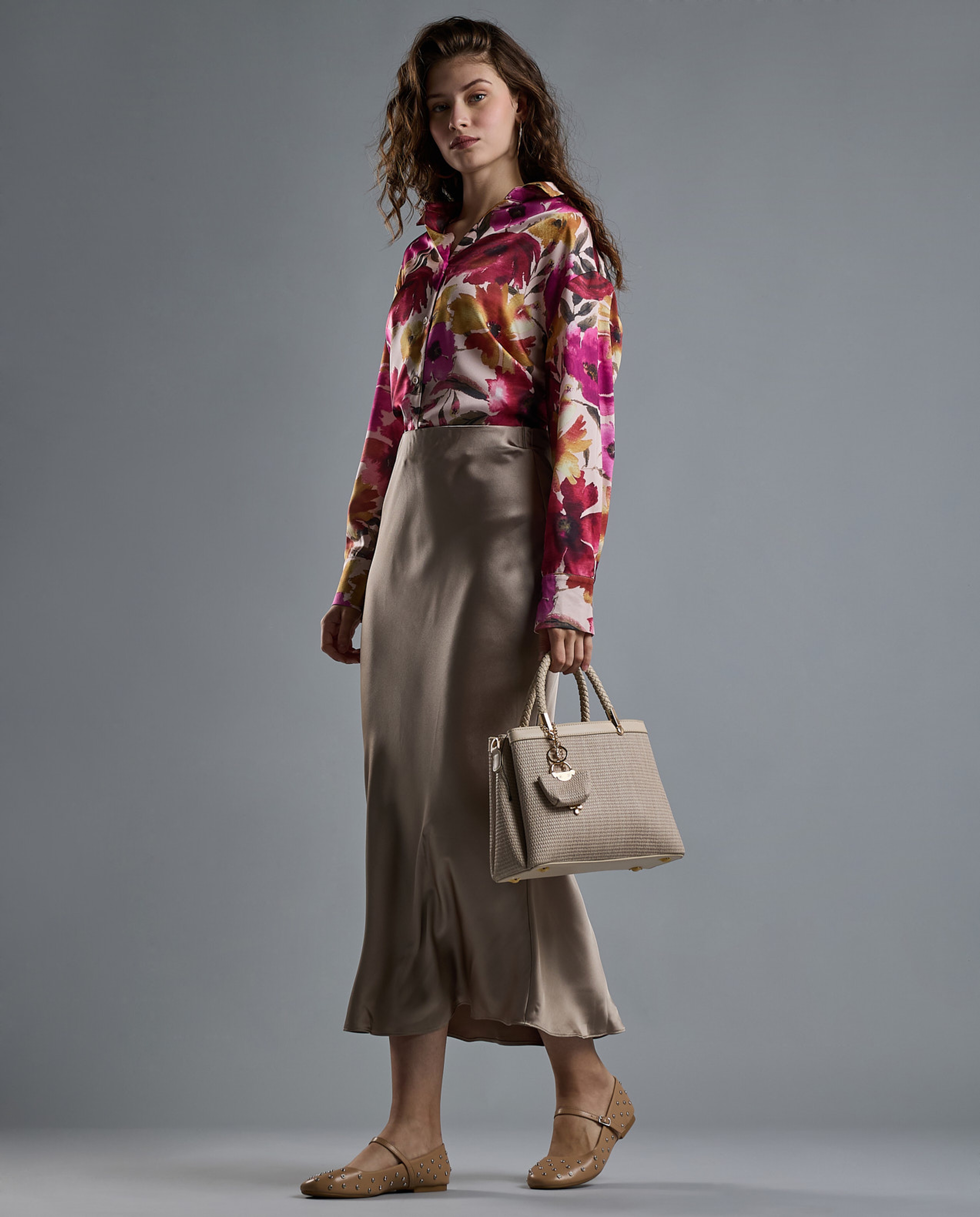 Solid Midi Skirt with Zipper Closure