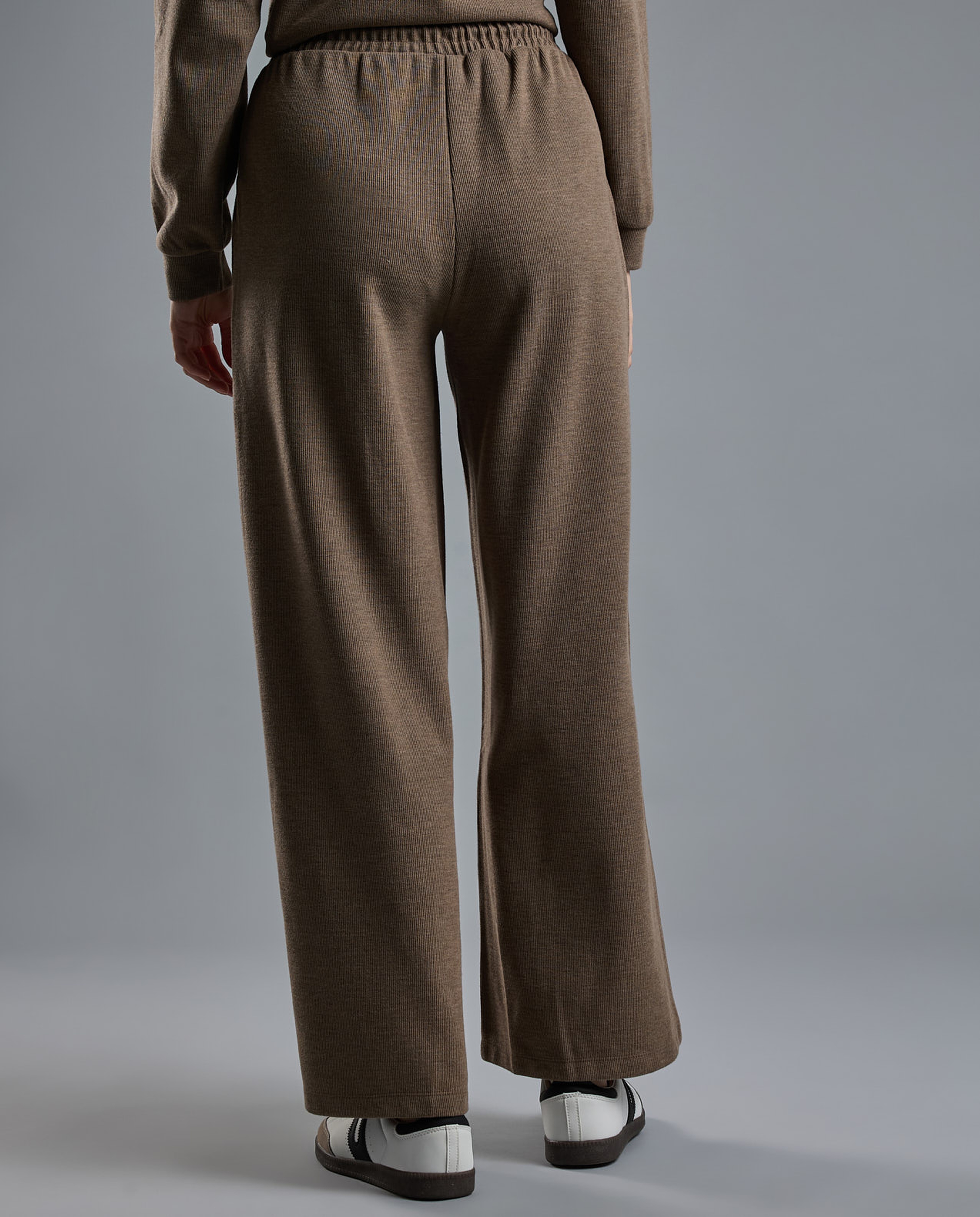 Textured Knit Pants with Elastic Waist