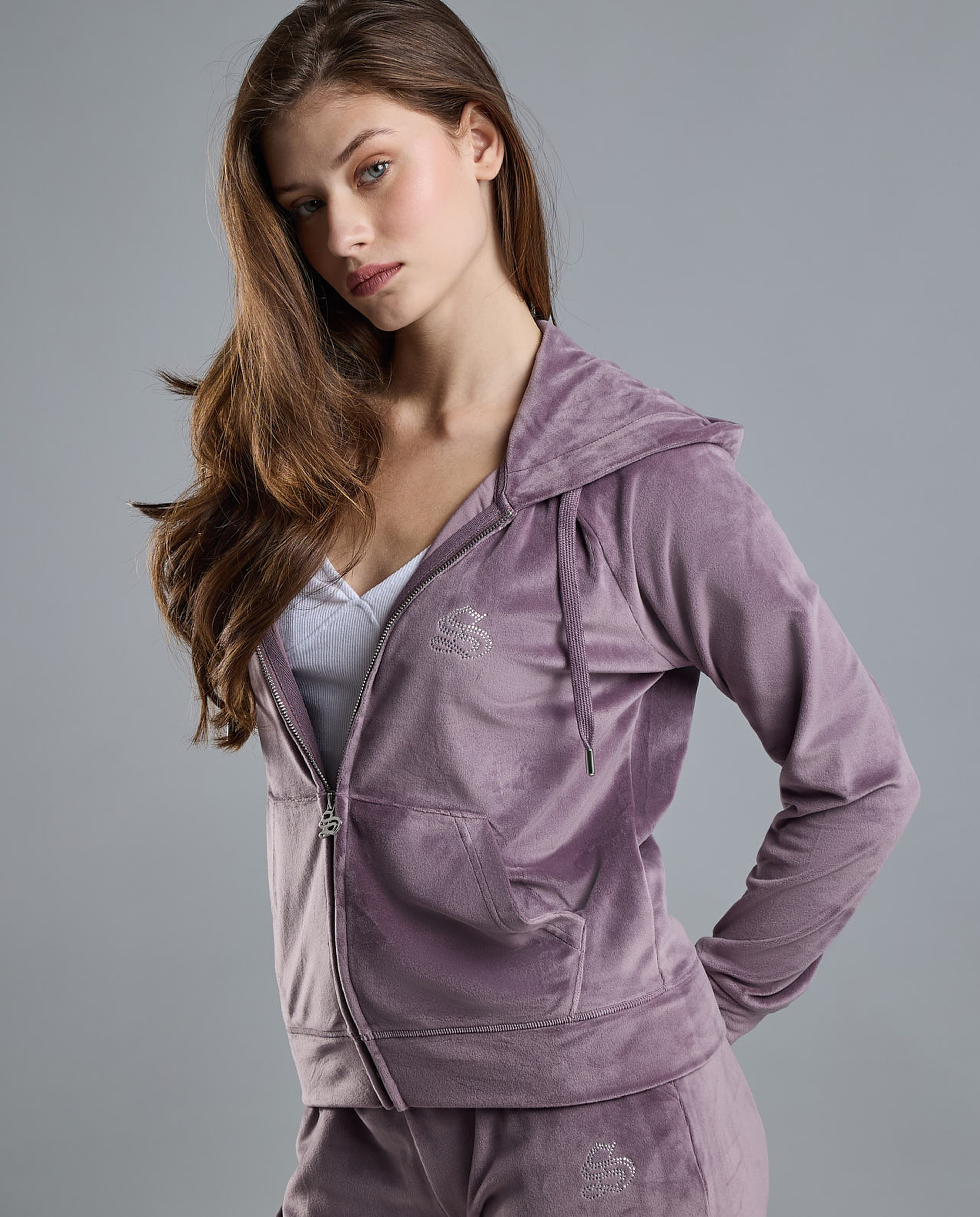 Solid Hooded Jacket with Zipper Closure