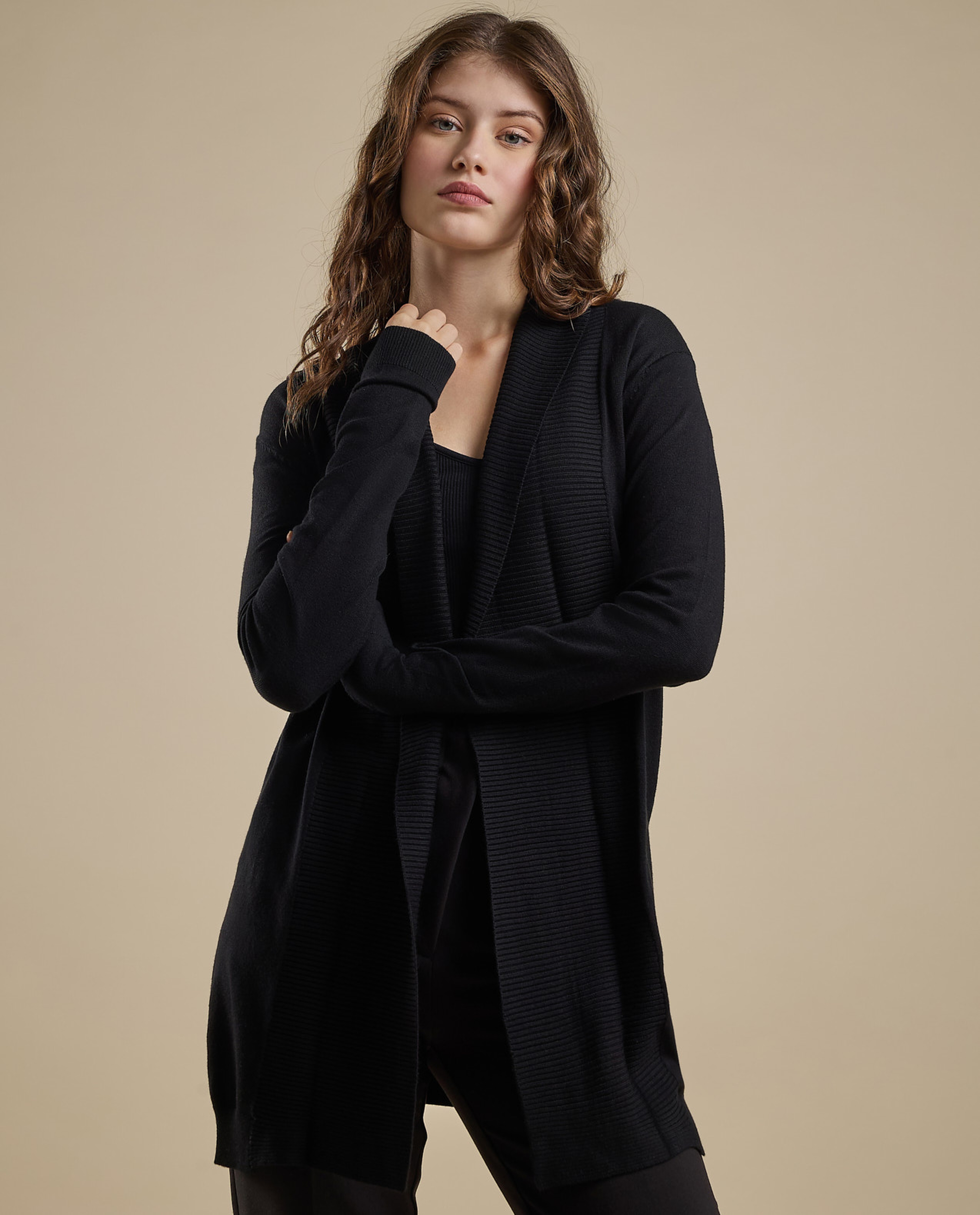 Solid Shrug with Long Sleeves