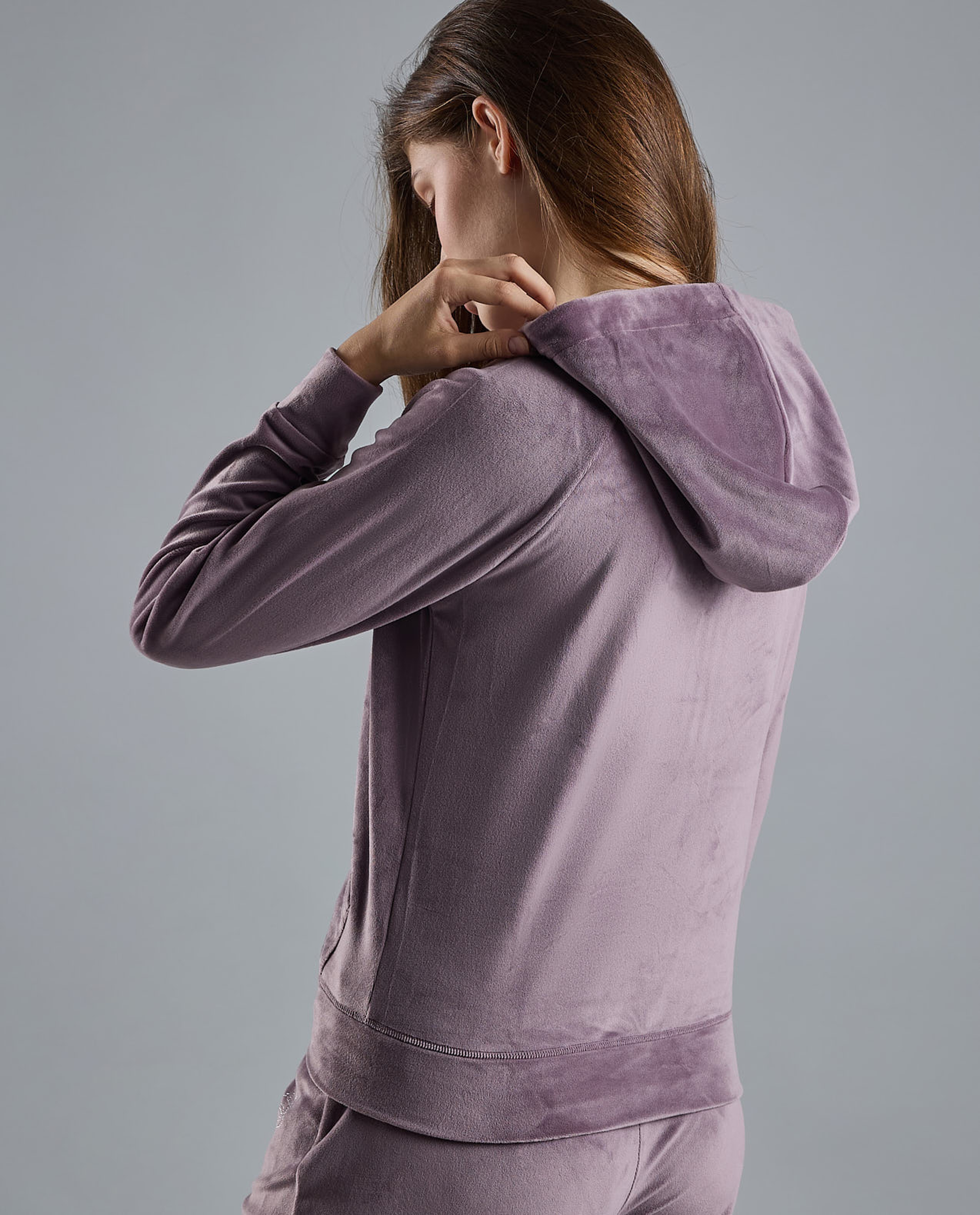 Solid Hooded Jacket with Zipper Closure