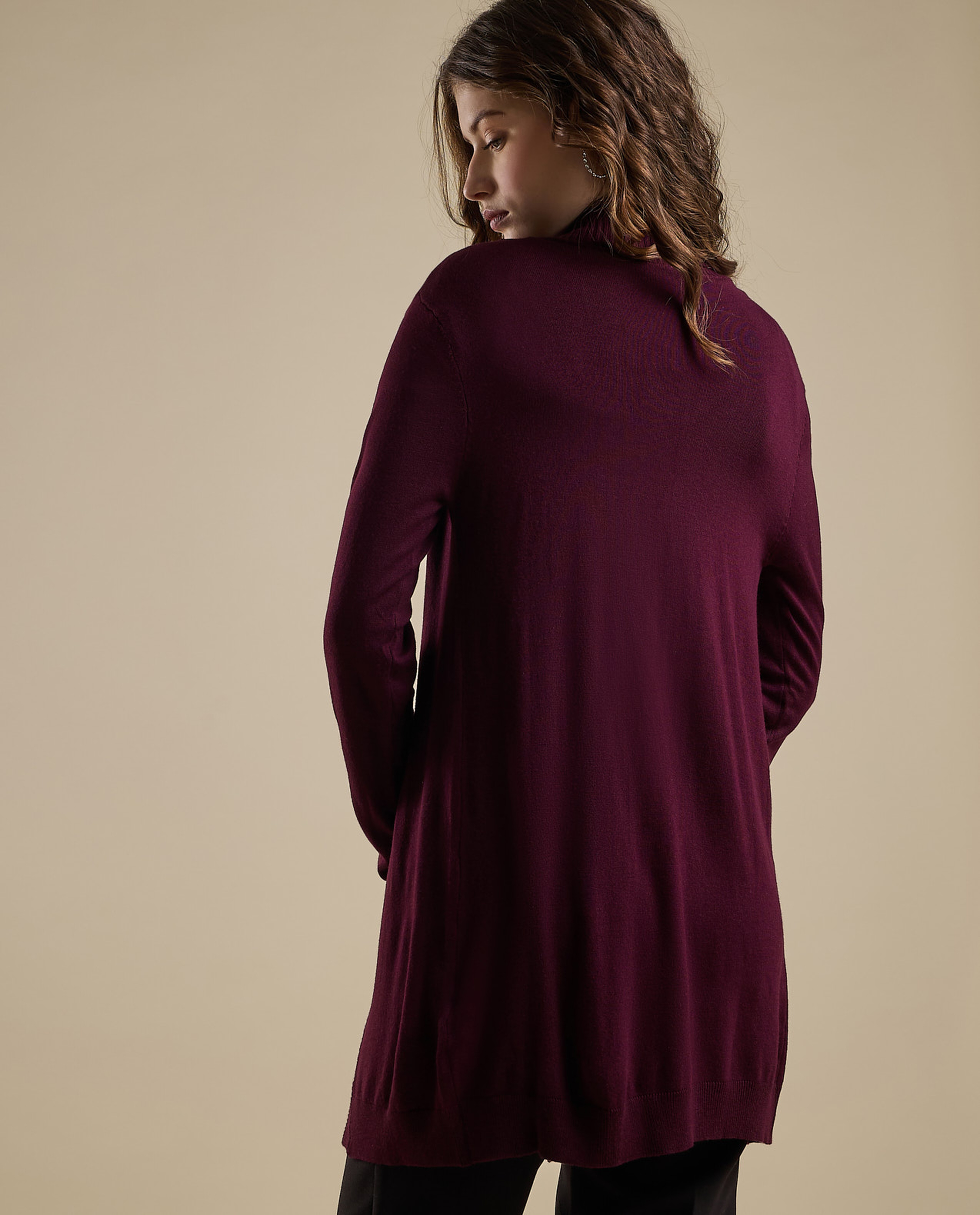 Solid Shrug with Long Sleeves