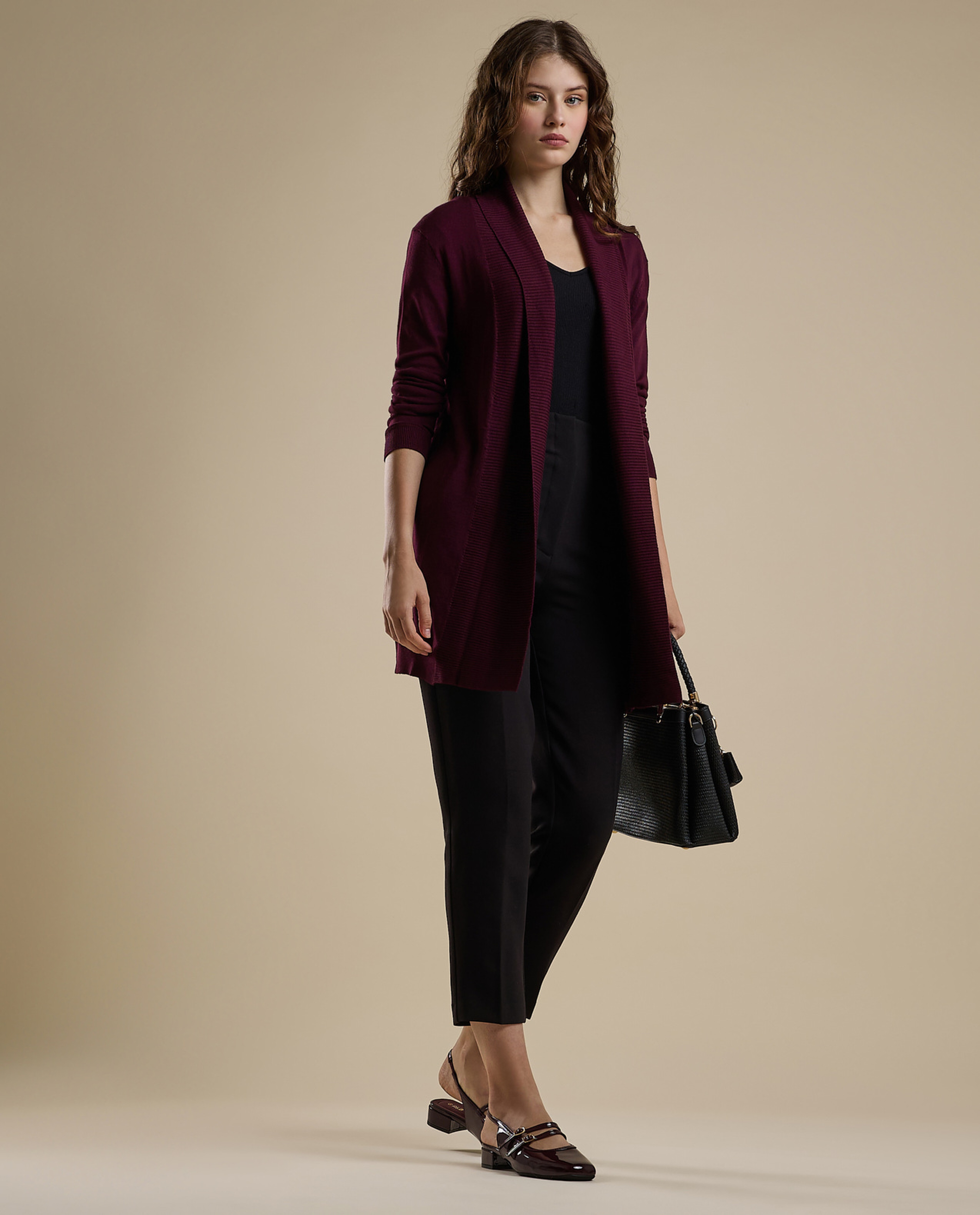 Solid Shrug with Long Sleeves