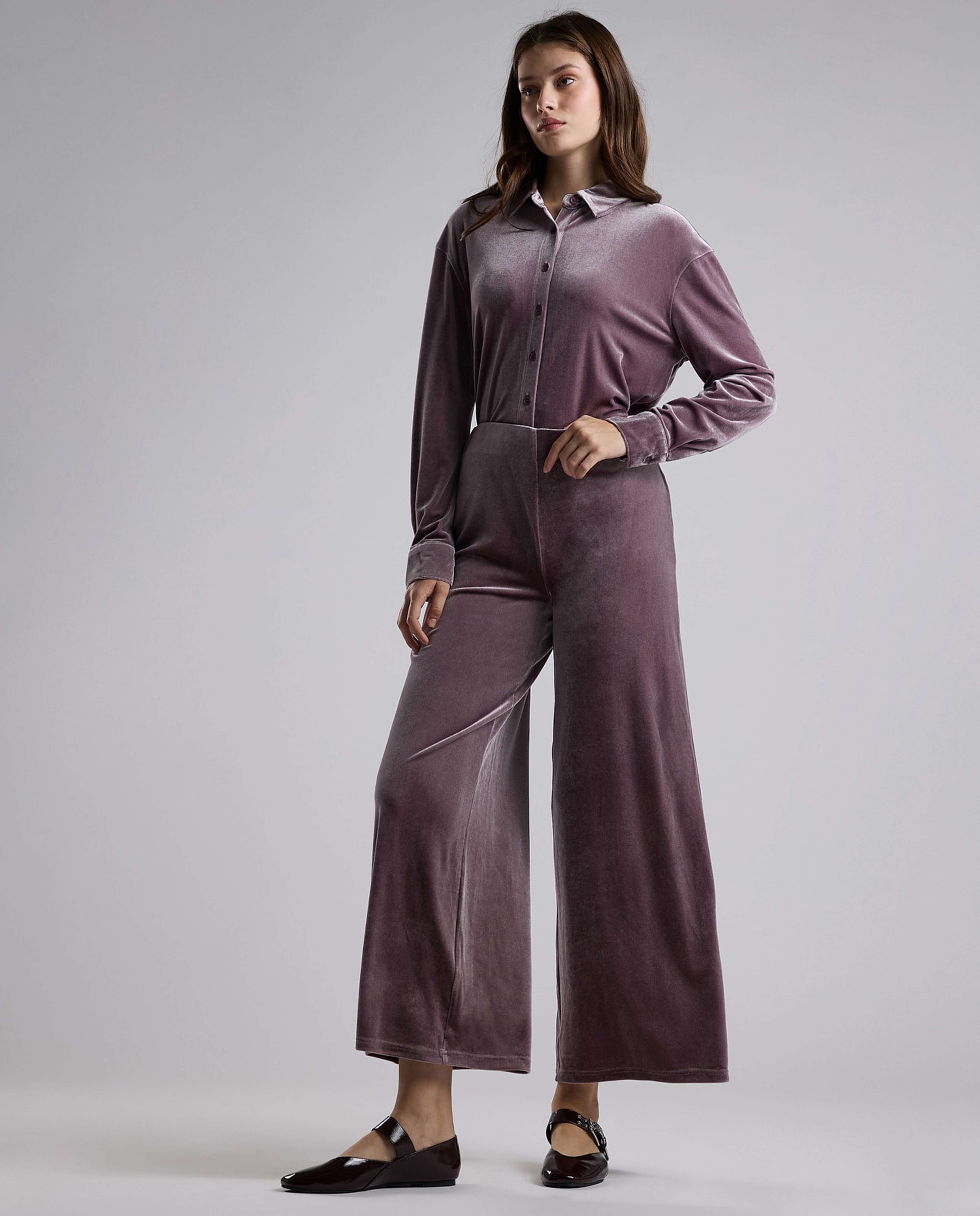 Solid Wide Leg Pants with Drawstring Waist