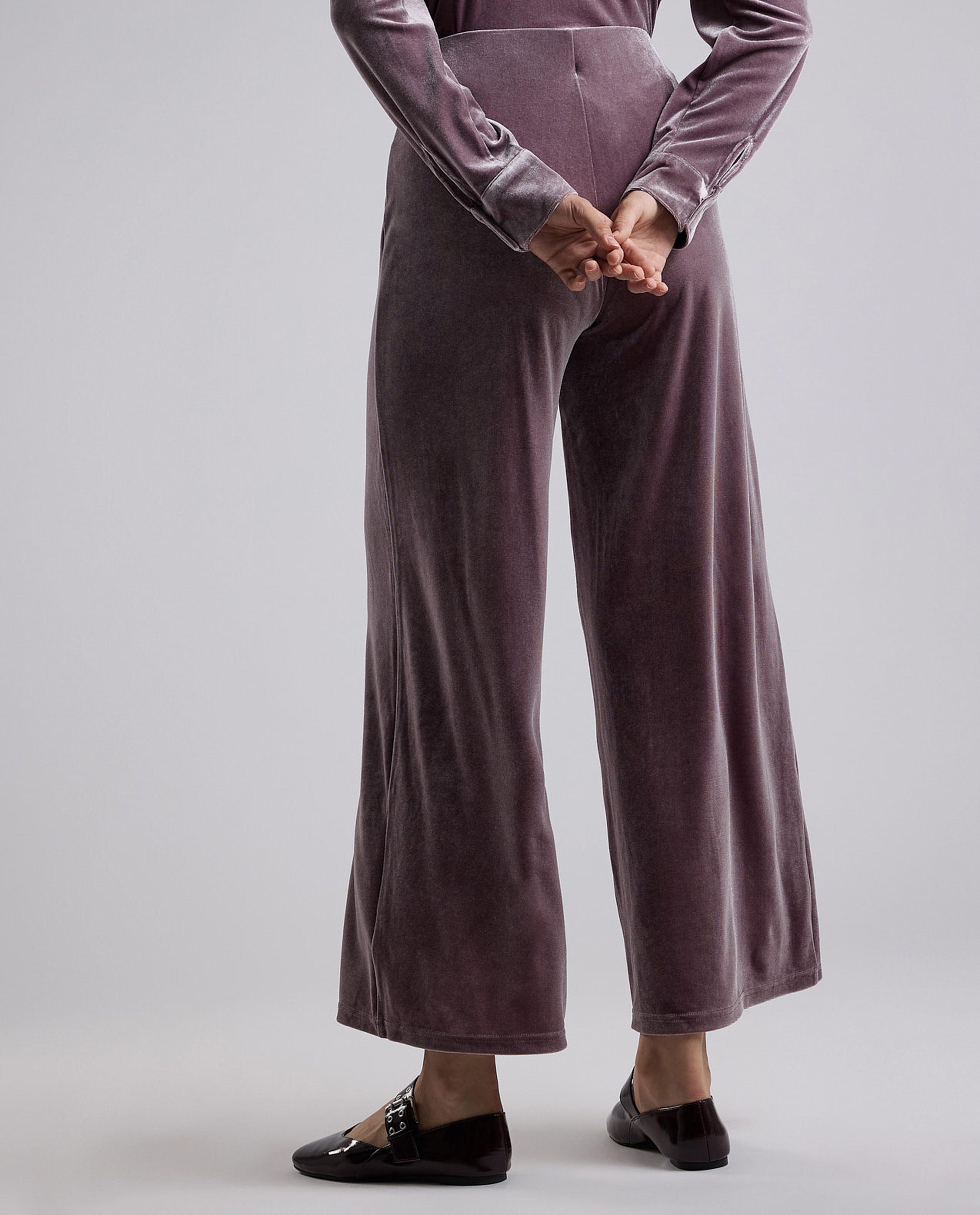 Solid Wide Leg Pants with Drawstring Waist