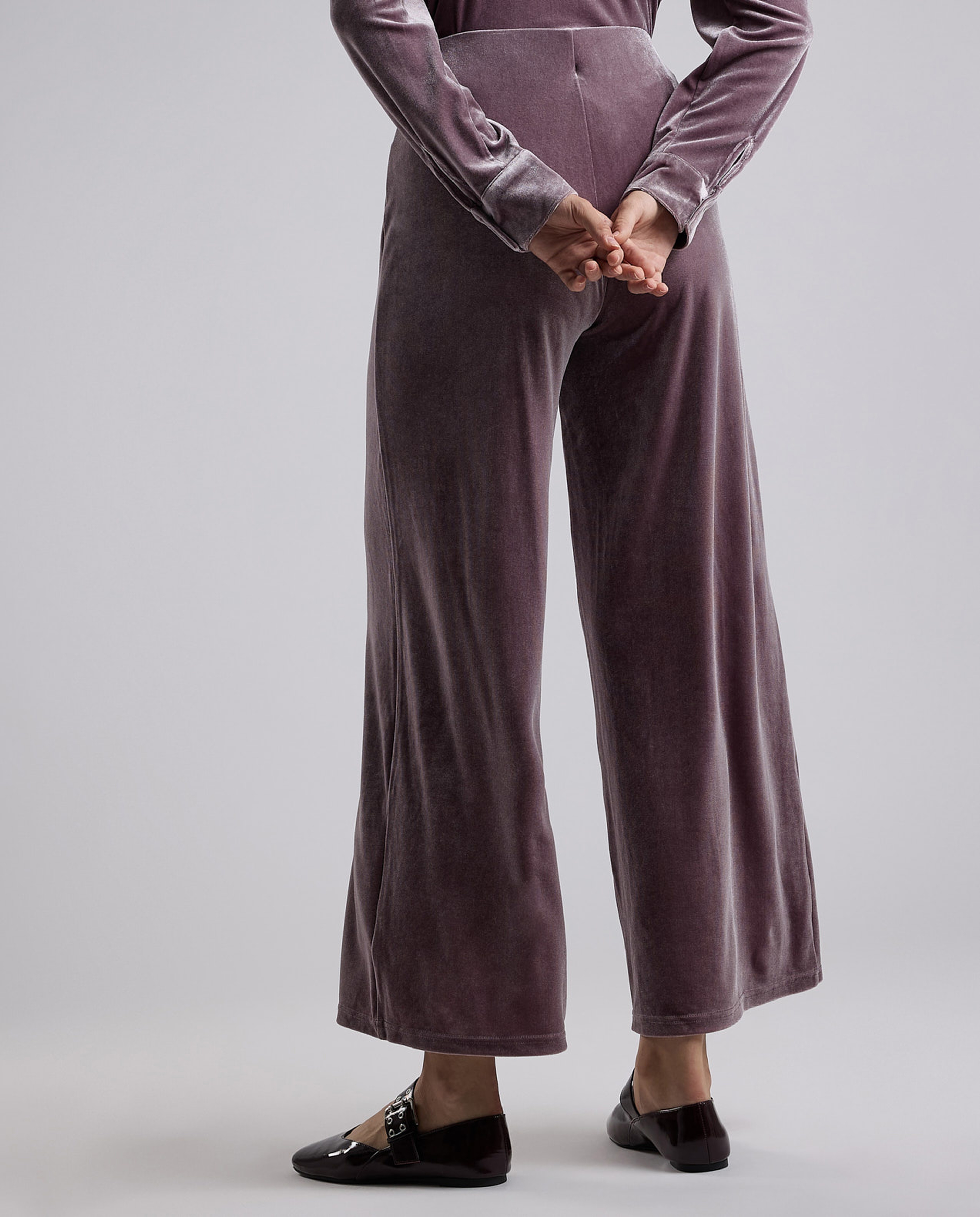 Solid Wide Leg Pants with Drawstring Waist