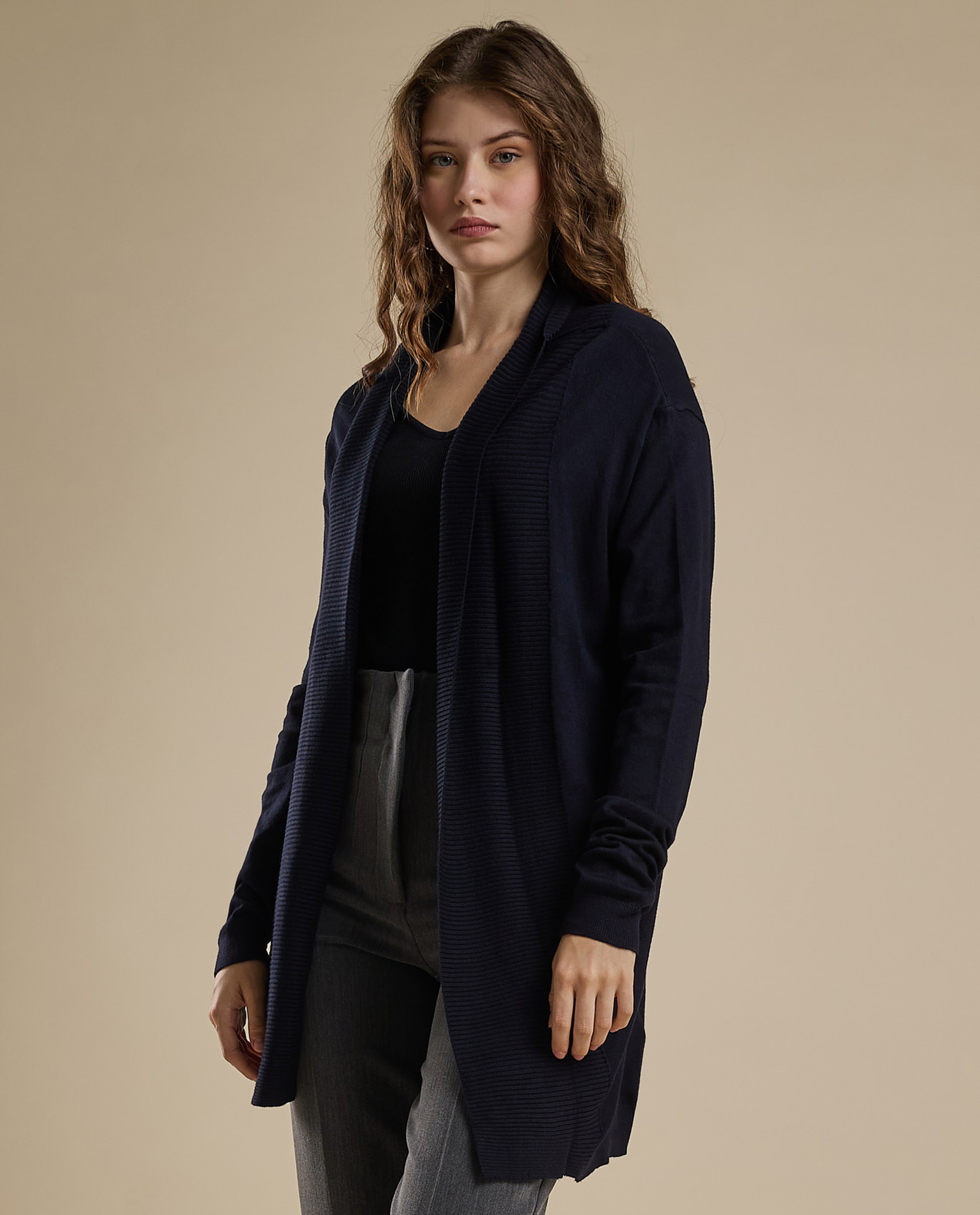 Solid Shrug with Long Sleeves