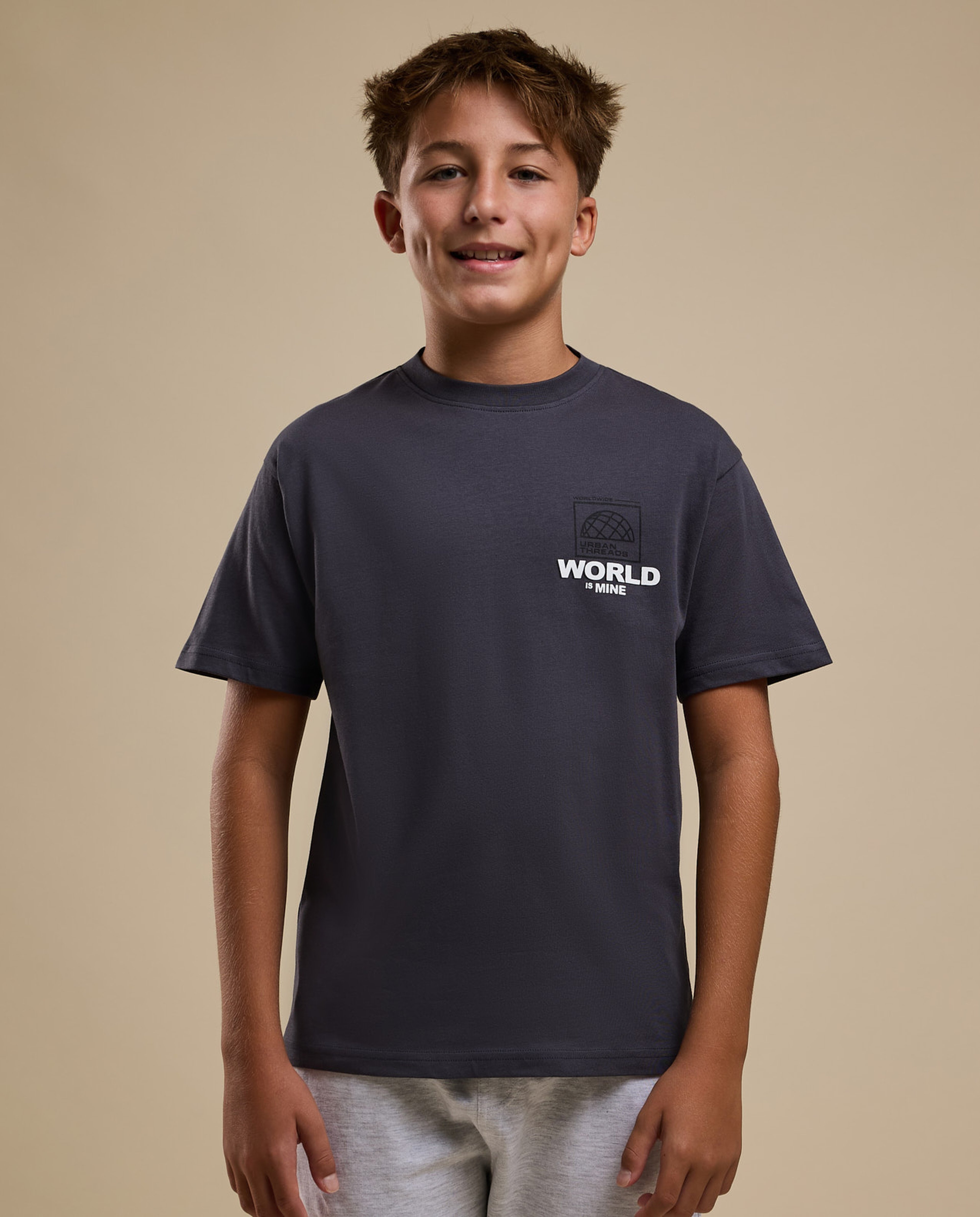 Printed T-Shirt with Crew Neck and Short Sleeves