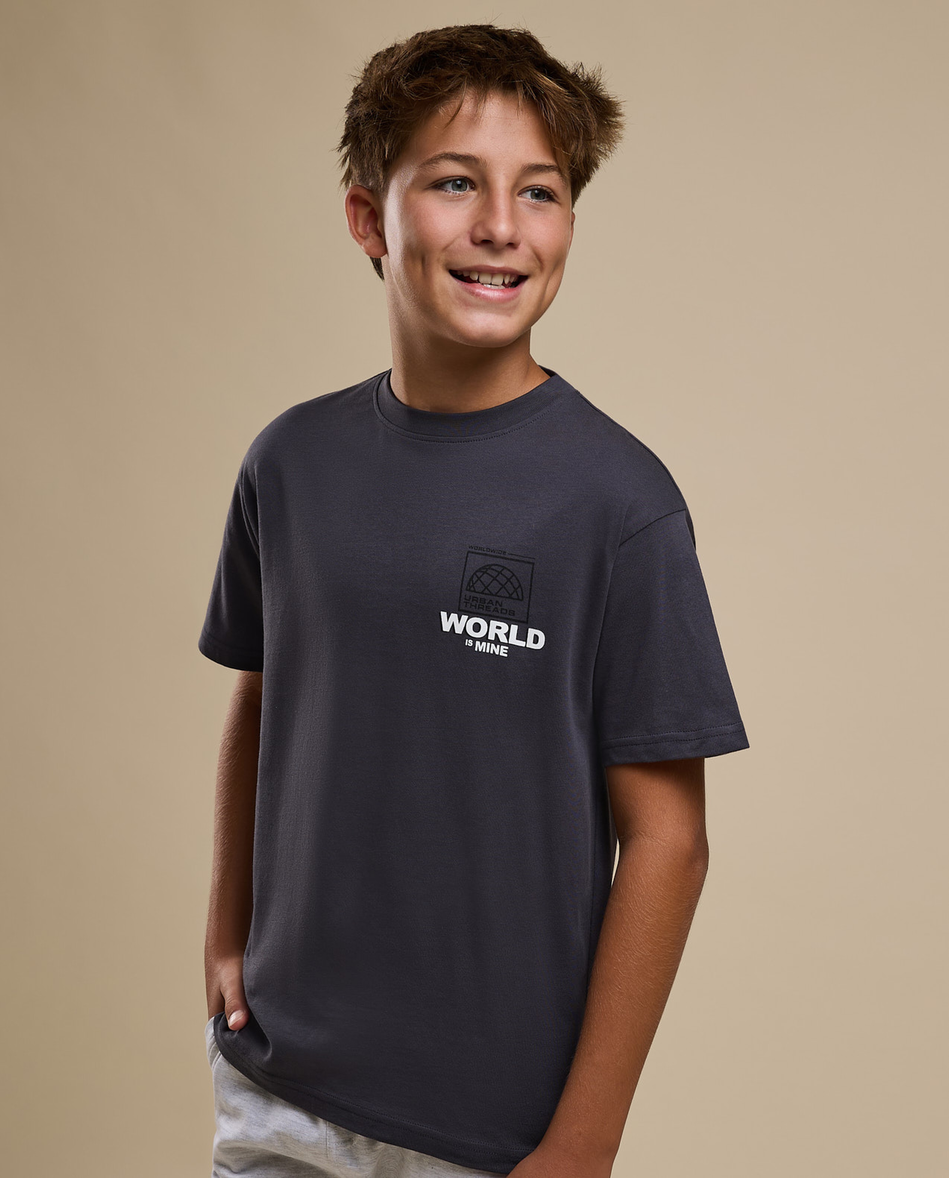 Printed T-Shirt with Crew Neck and Short Sleeves