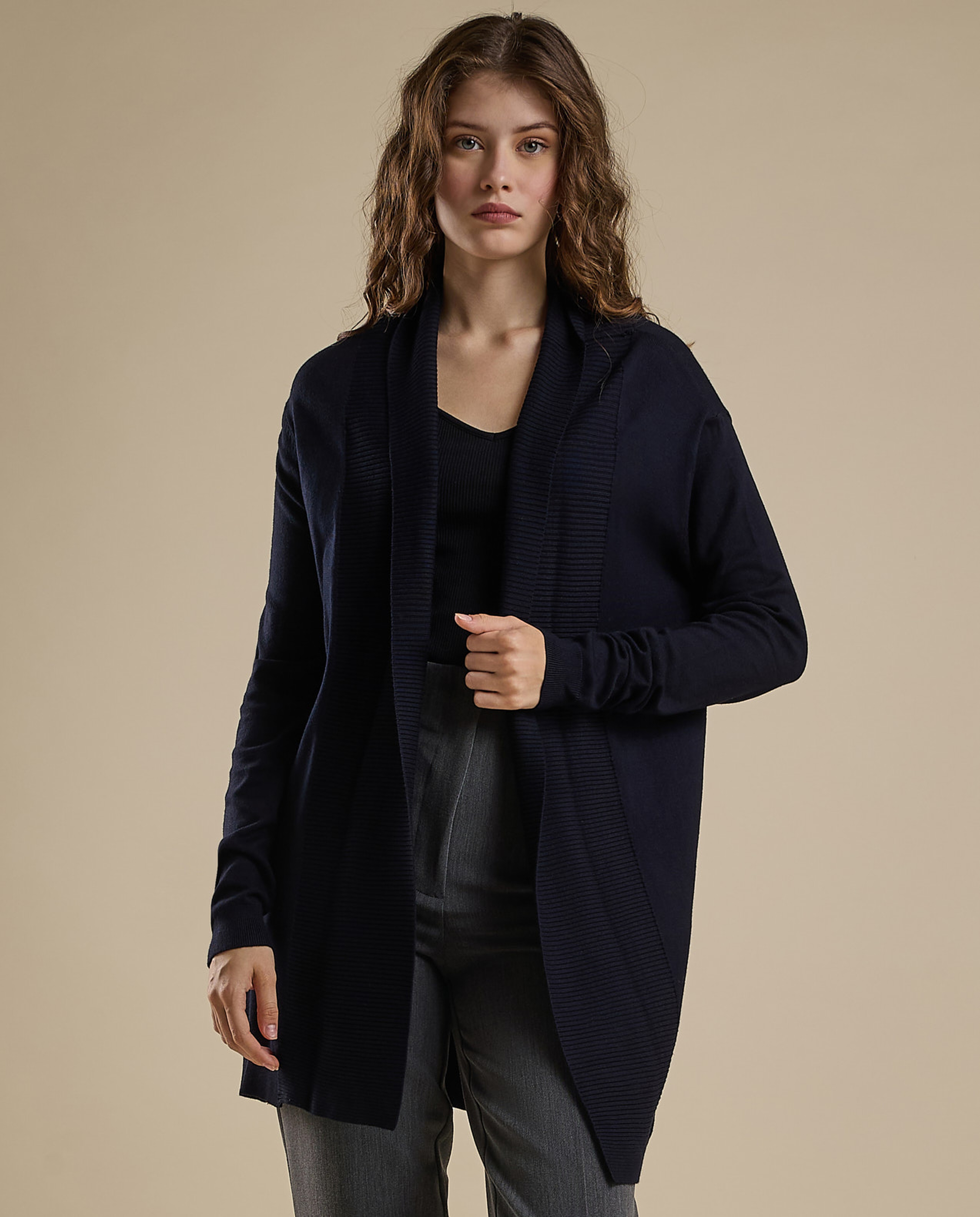 Solid Shrug with Long Sleeves