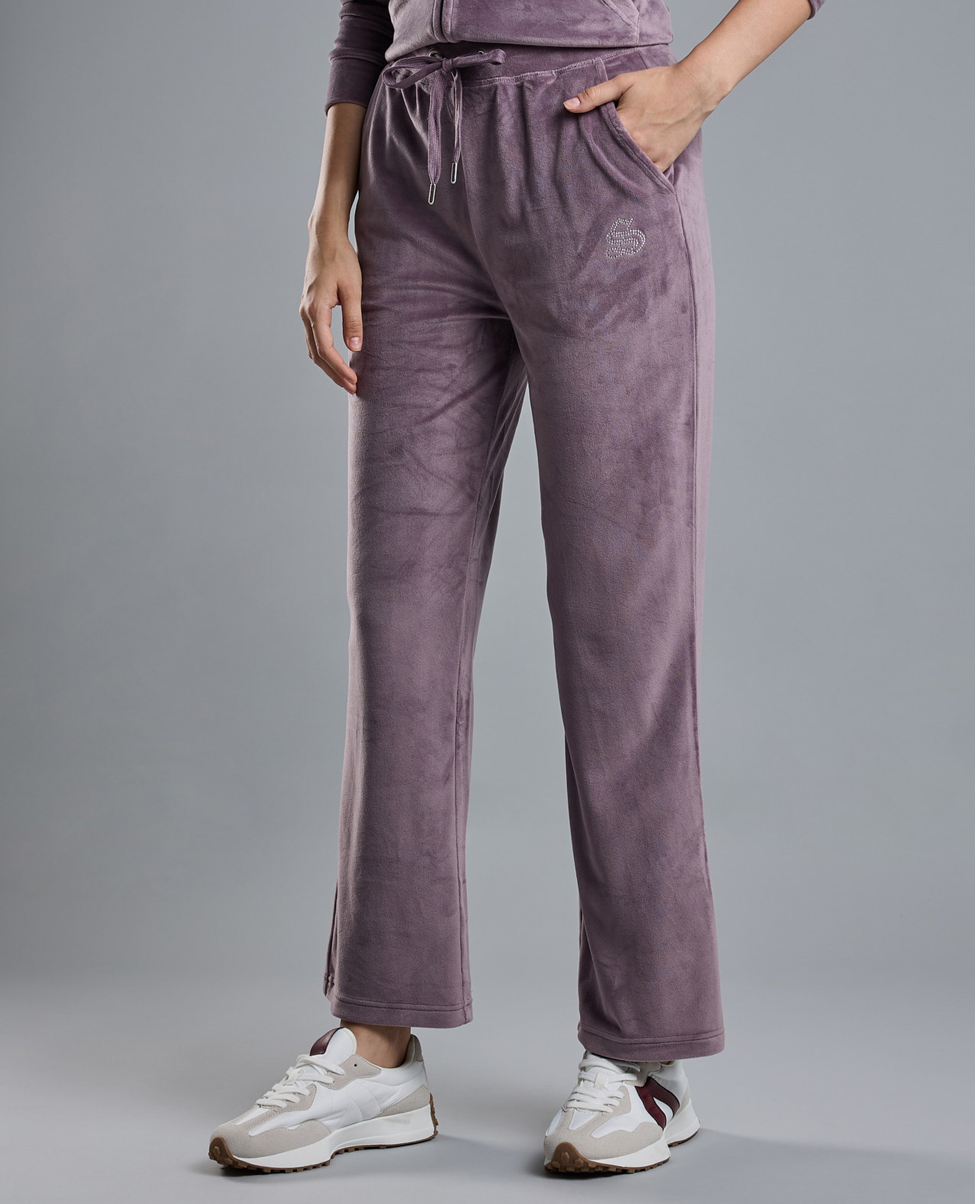 Solid Wide Leg Pants with Drawstring Waist