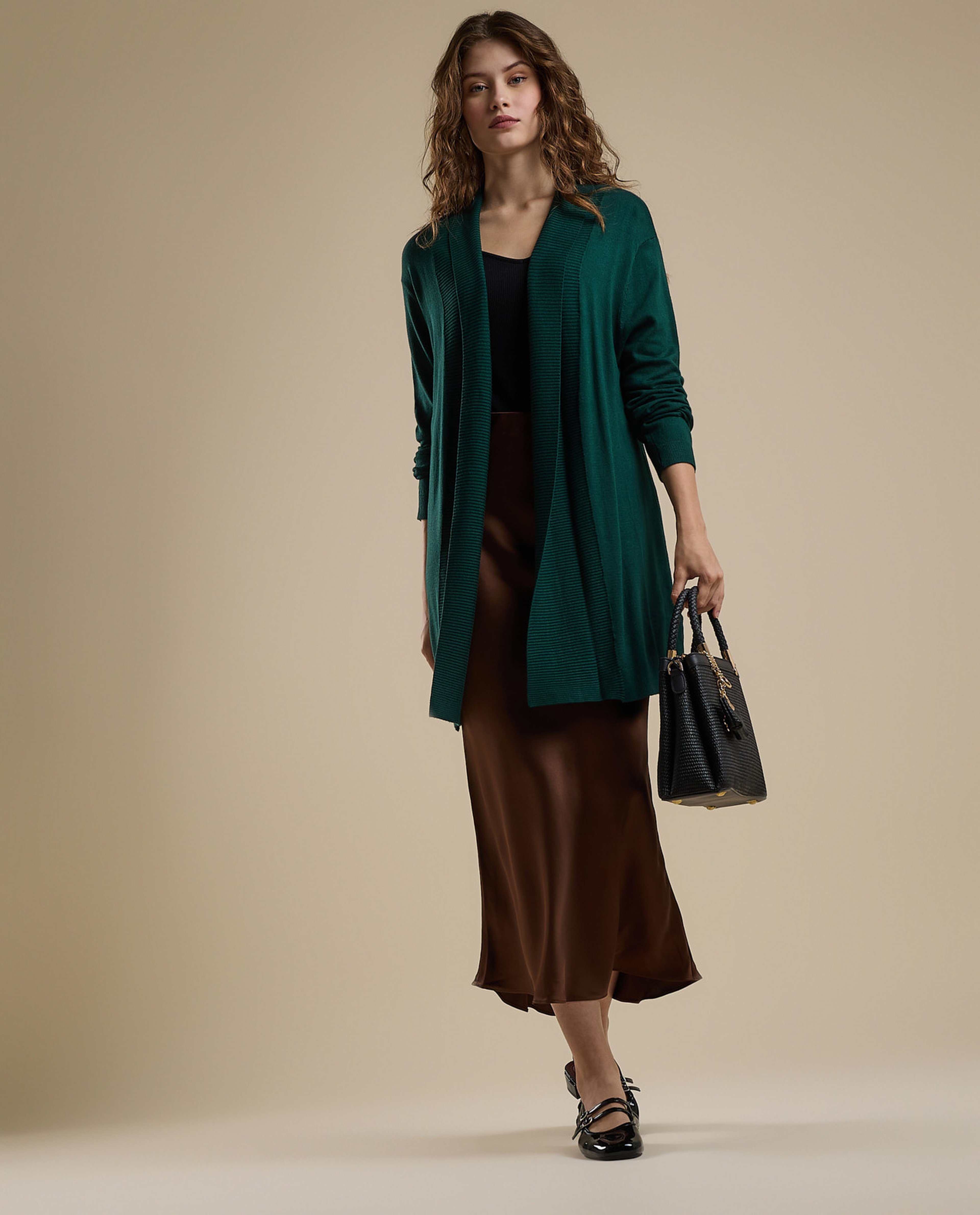 Solid Shrug with Long Sleeves