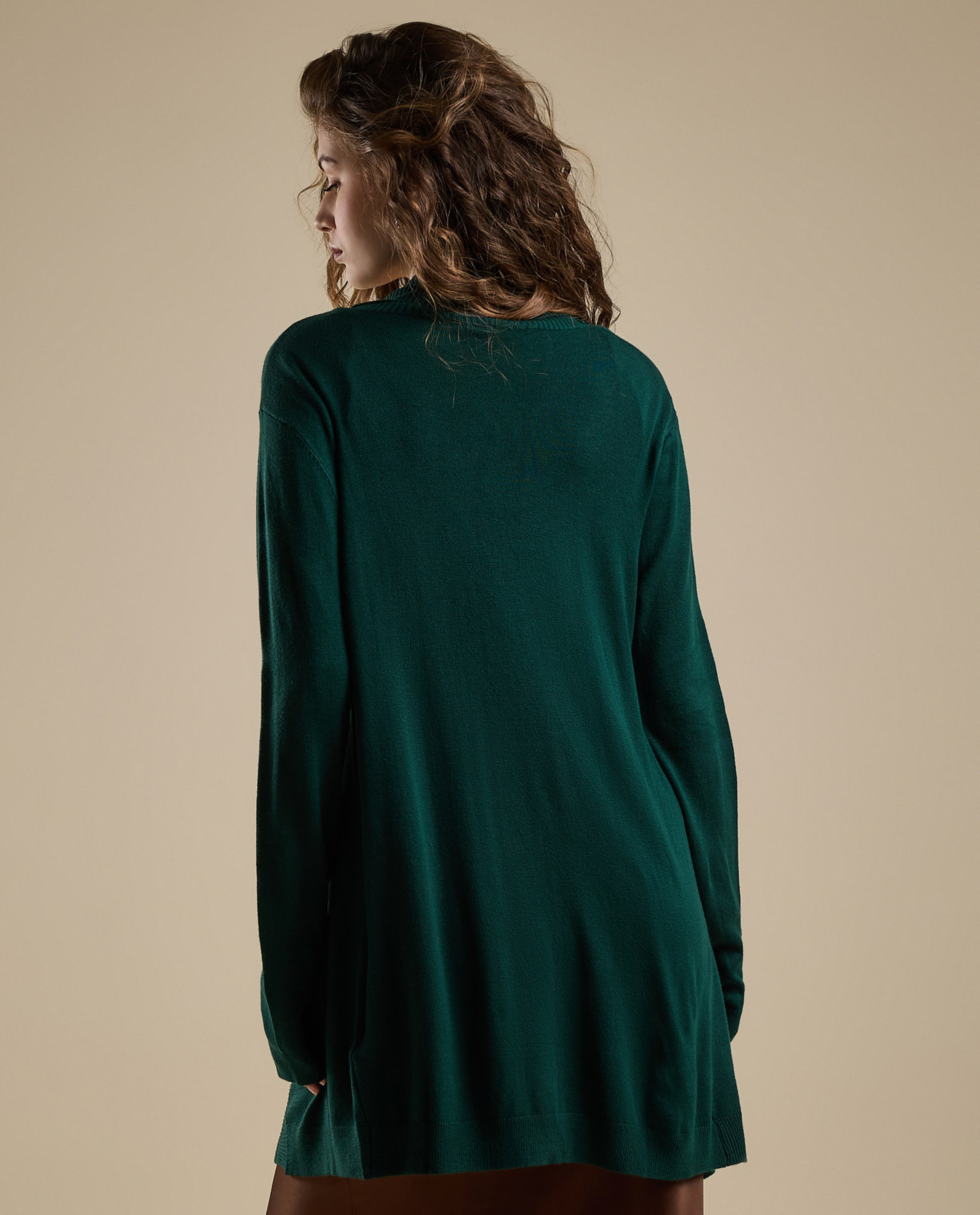 Solid Shrug with Long Sleeves