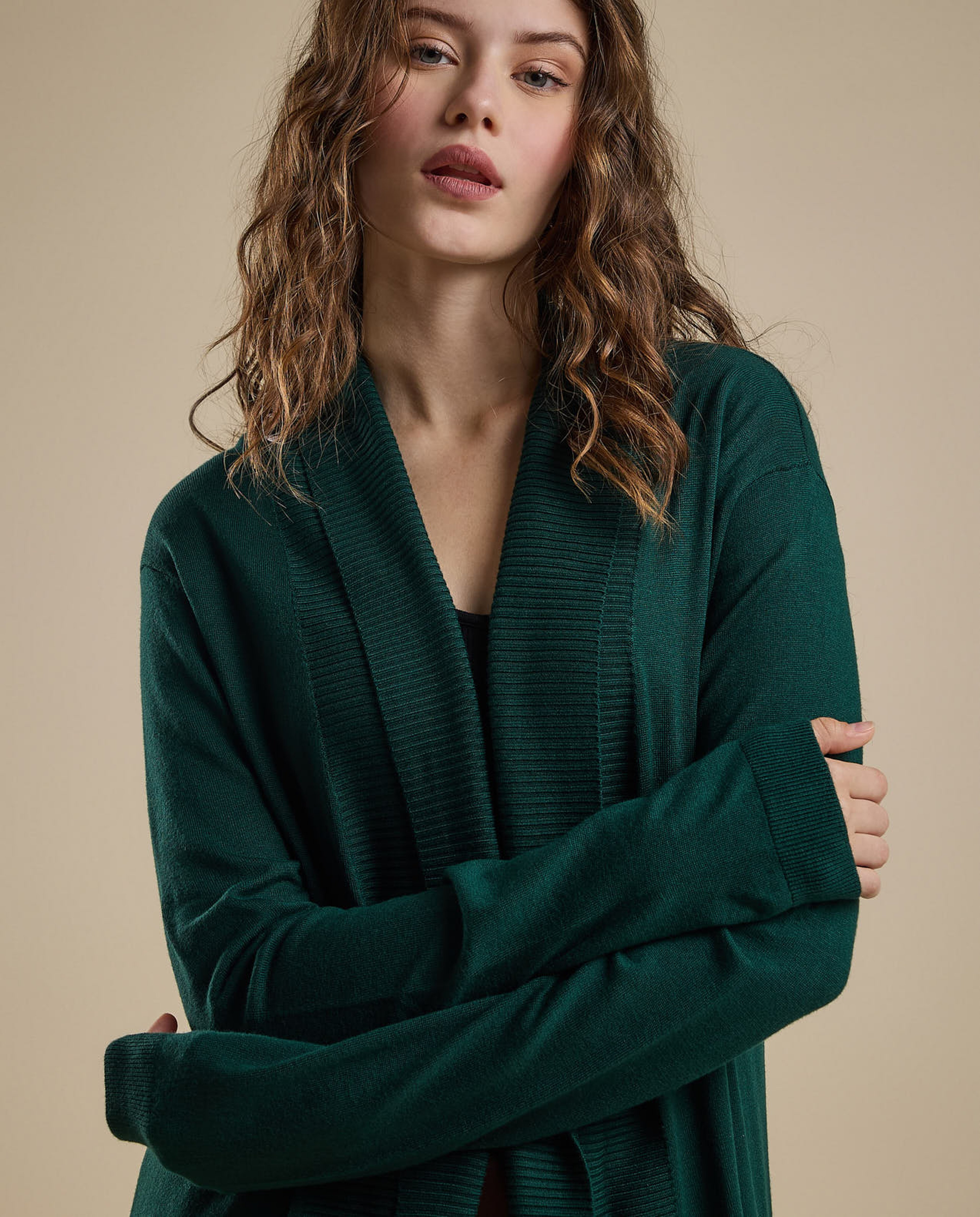 Solid Shrug with Long Sleeves