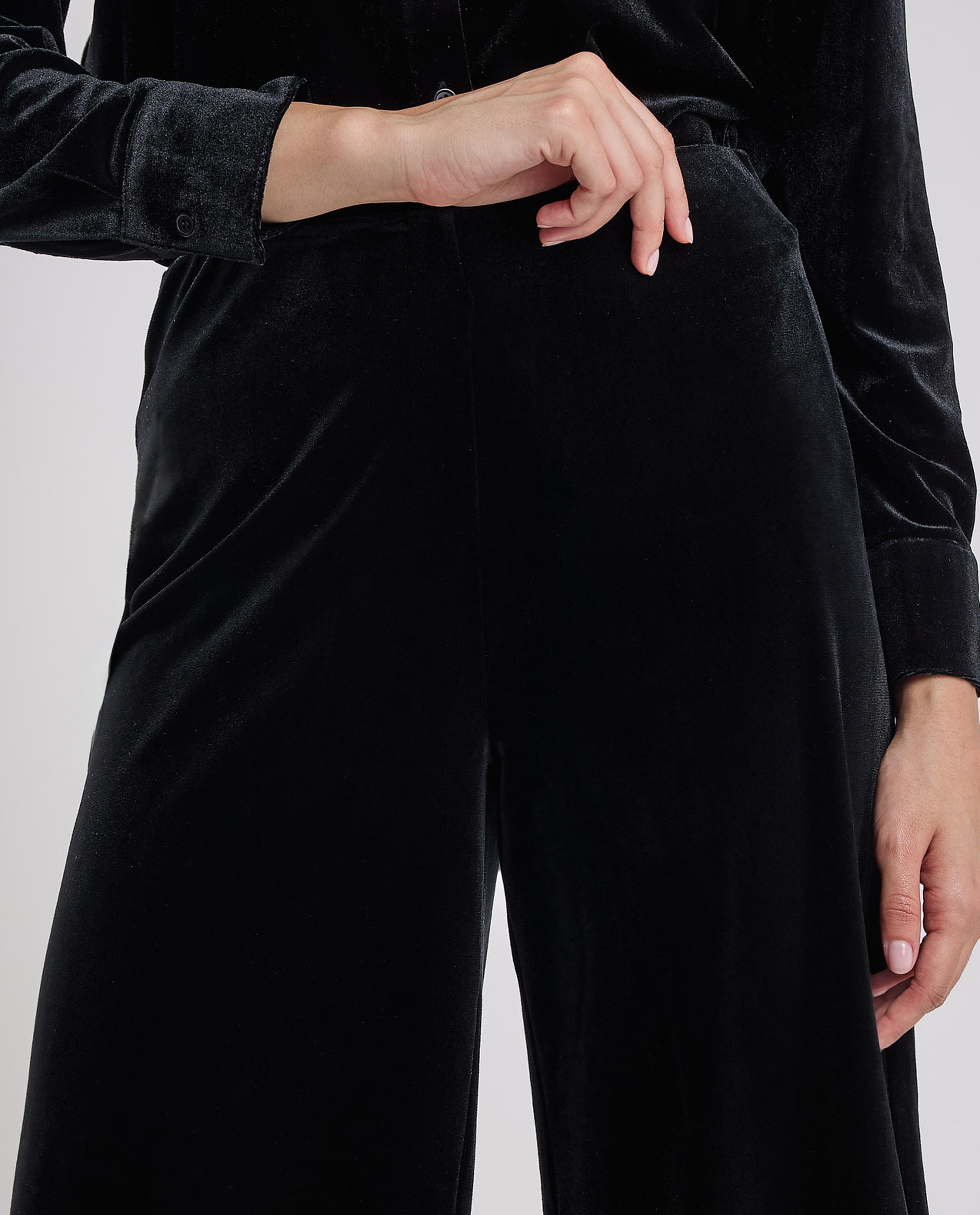 Solid Wide Leg Pants with Drawstring Waist