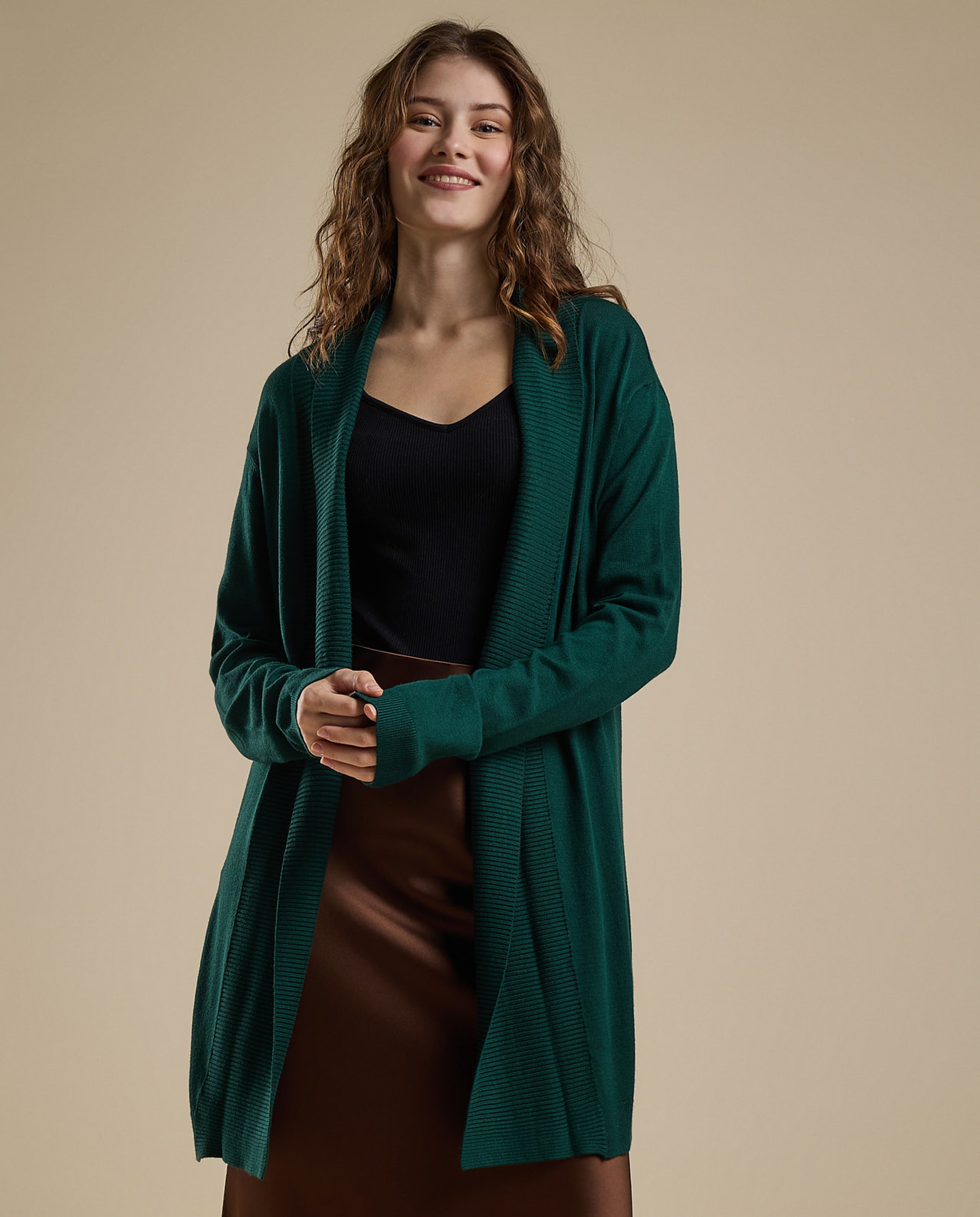 Solid Shrug with Long Sleeves