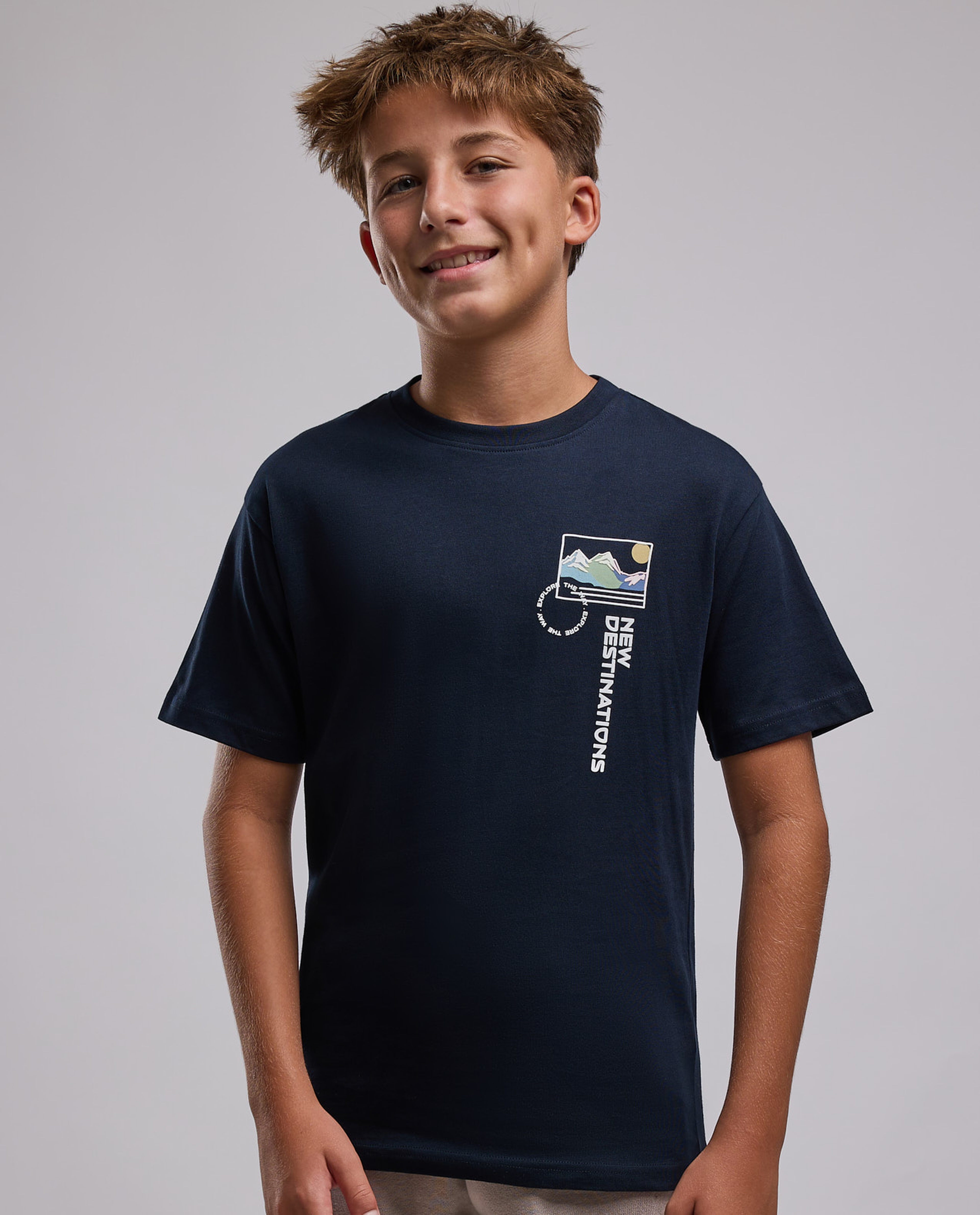 Printed T-Shirt with Crew Neck and Short Sleeves