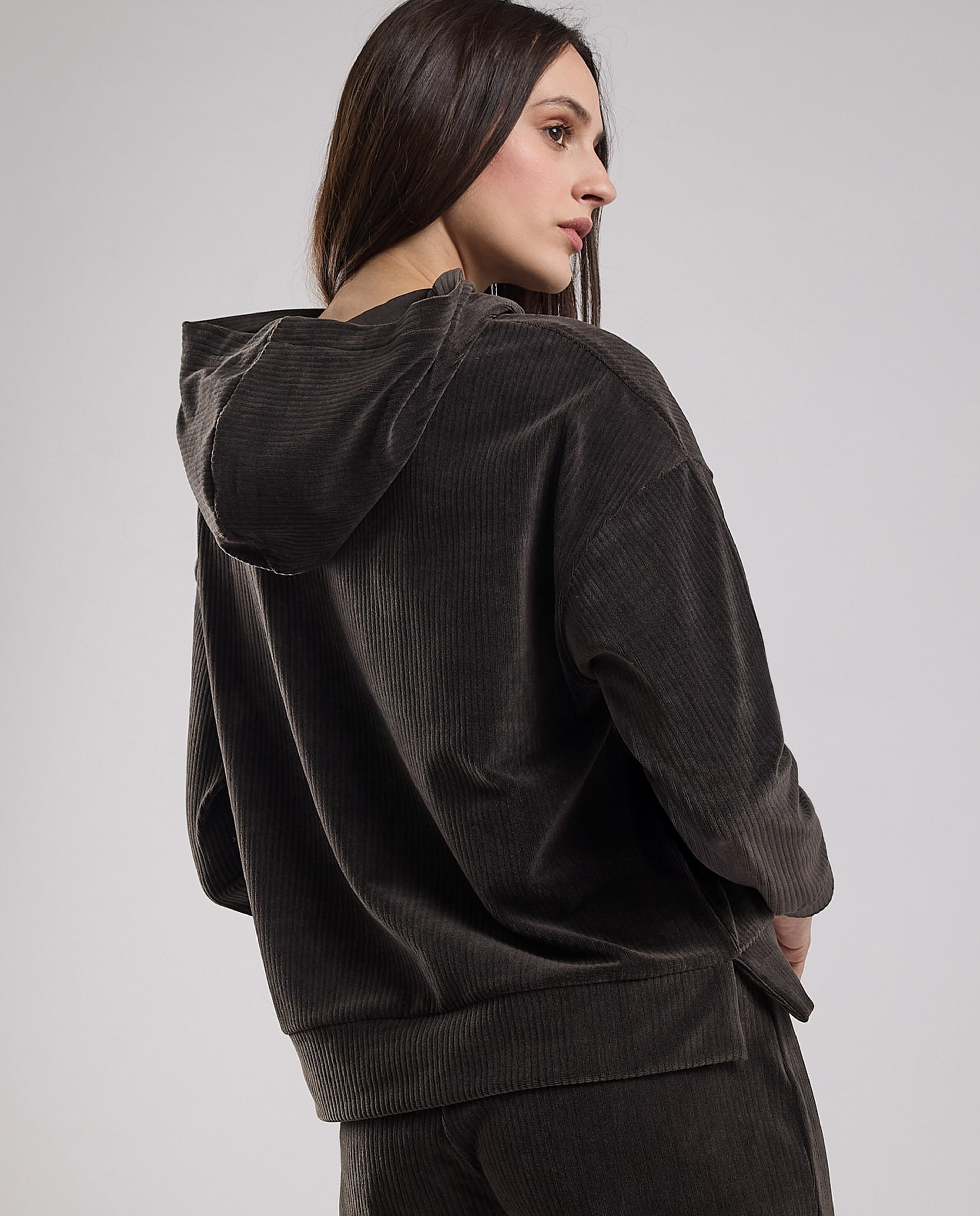 Solid Hoodie with Long Sleeves