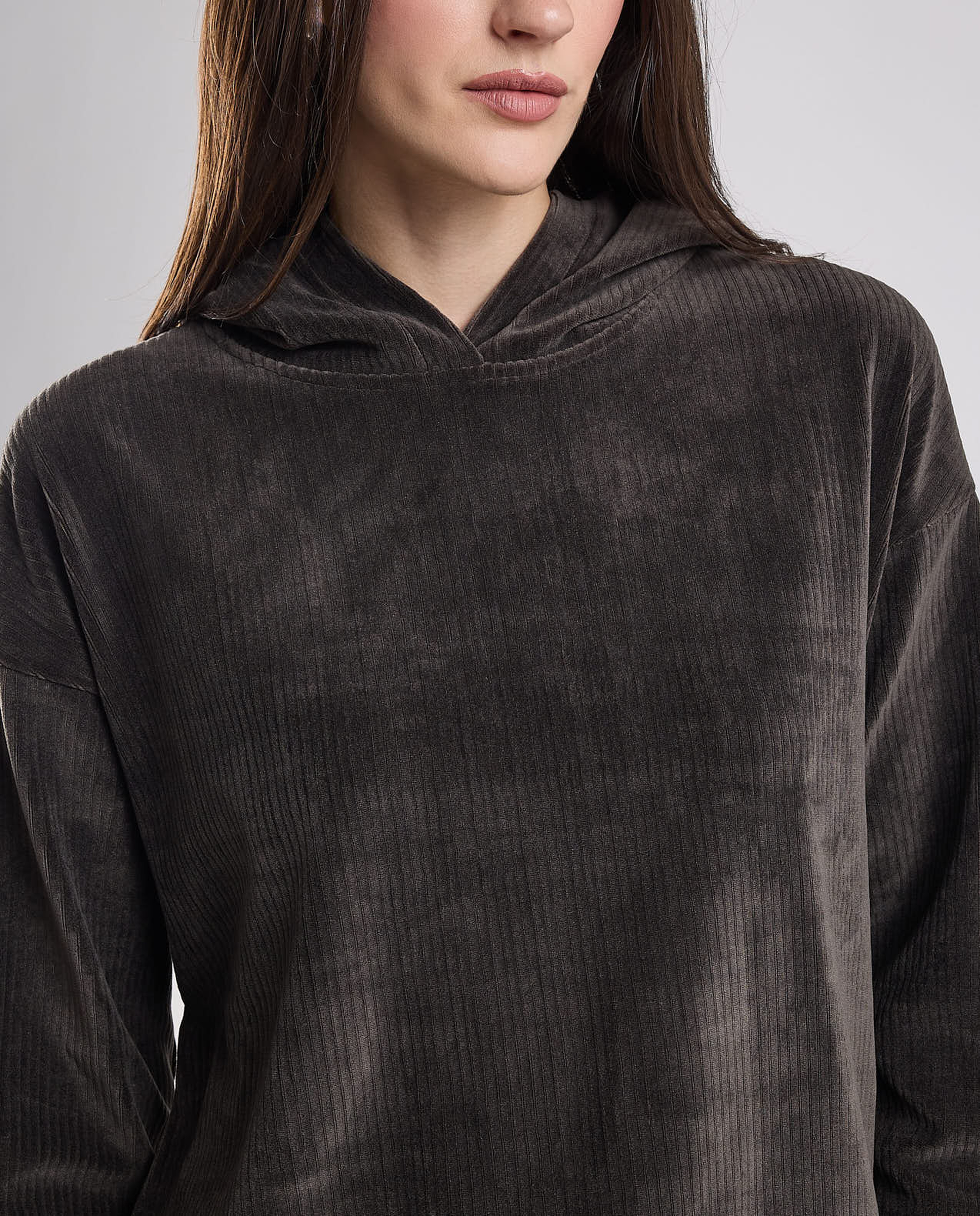 Solid Hoodie with Long Sleeves