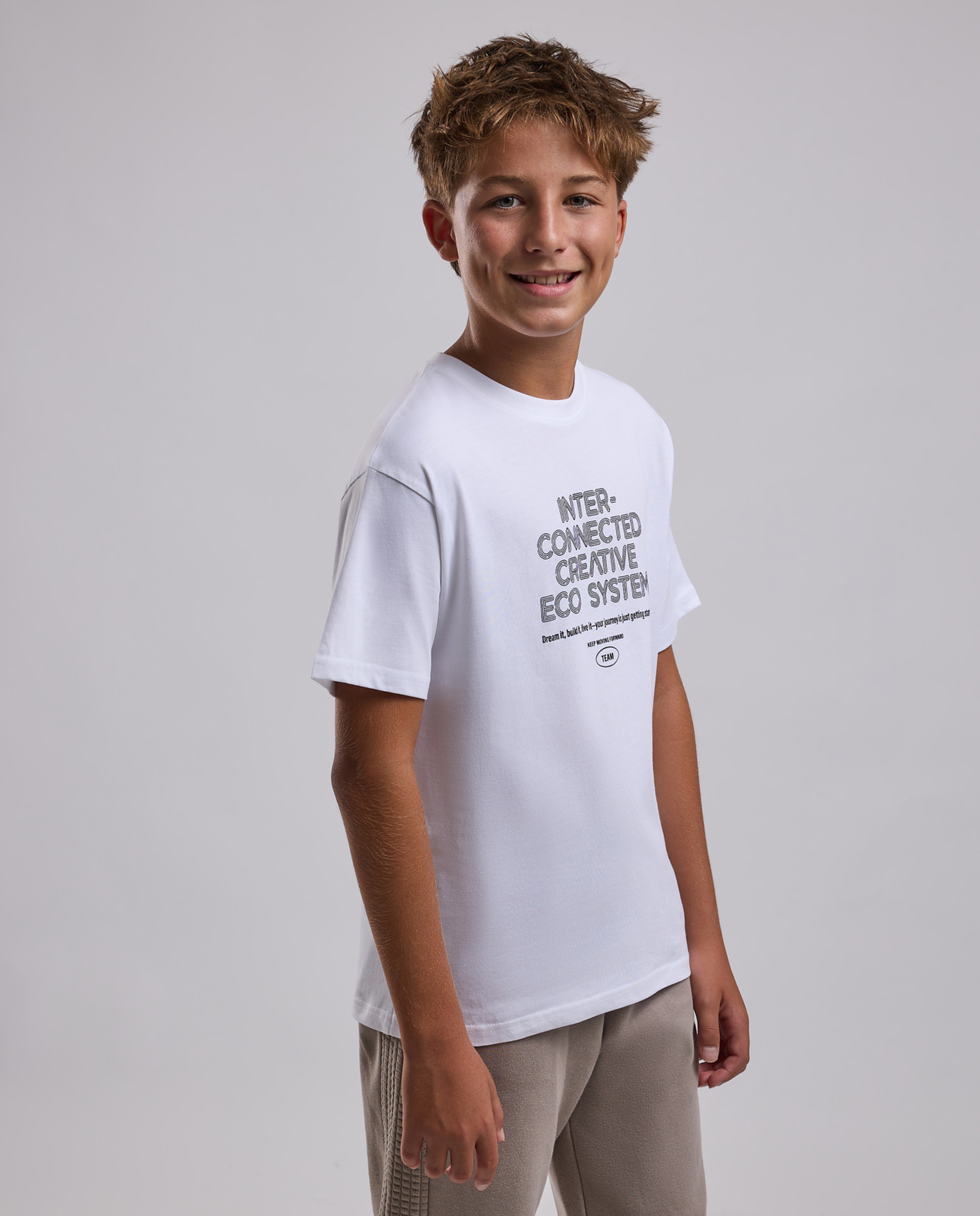 Printed T-Shirt with Crew Neck and Short Sleeves