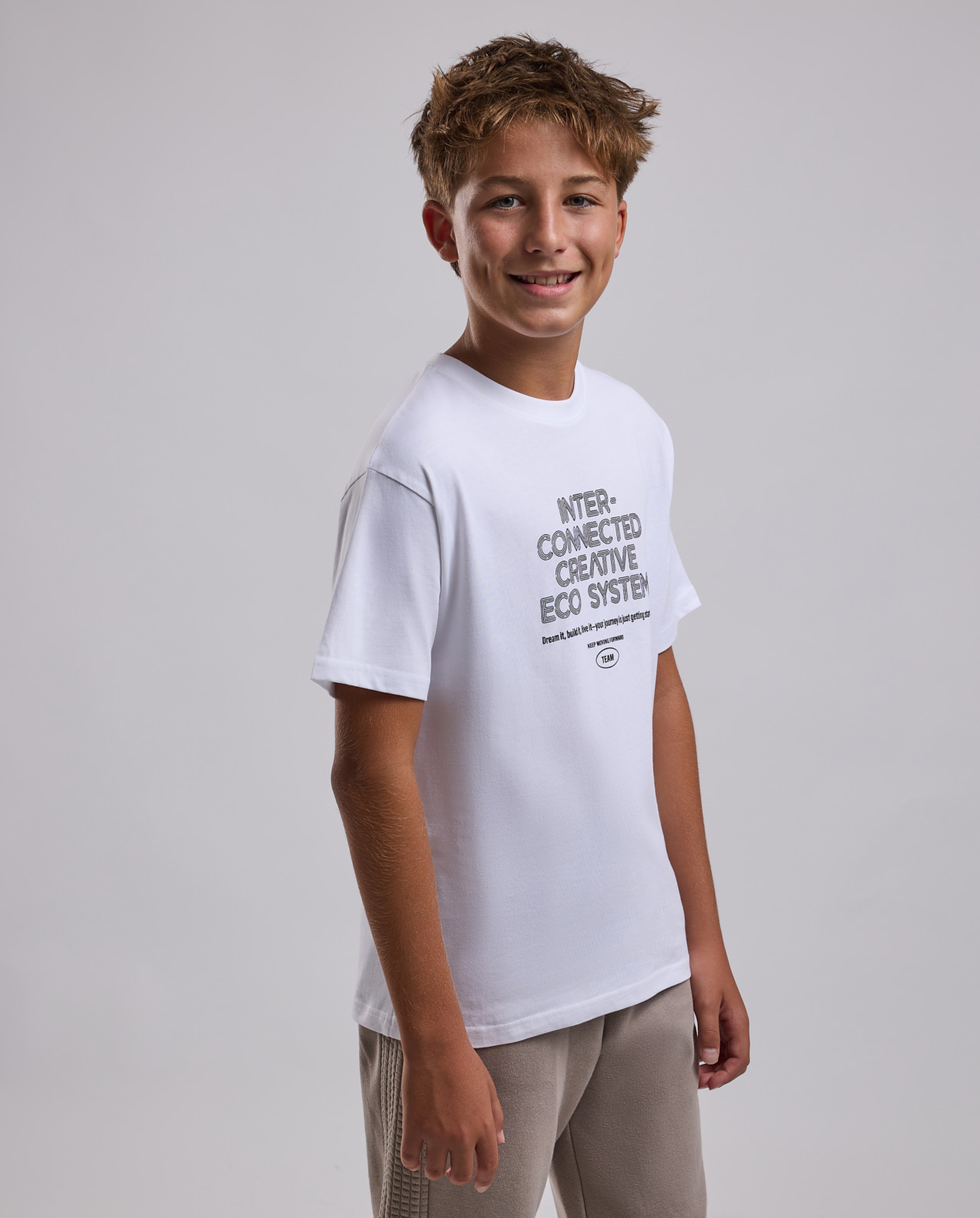 Printed T-Shirt with Crew Neck and Short Sleeves