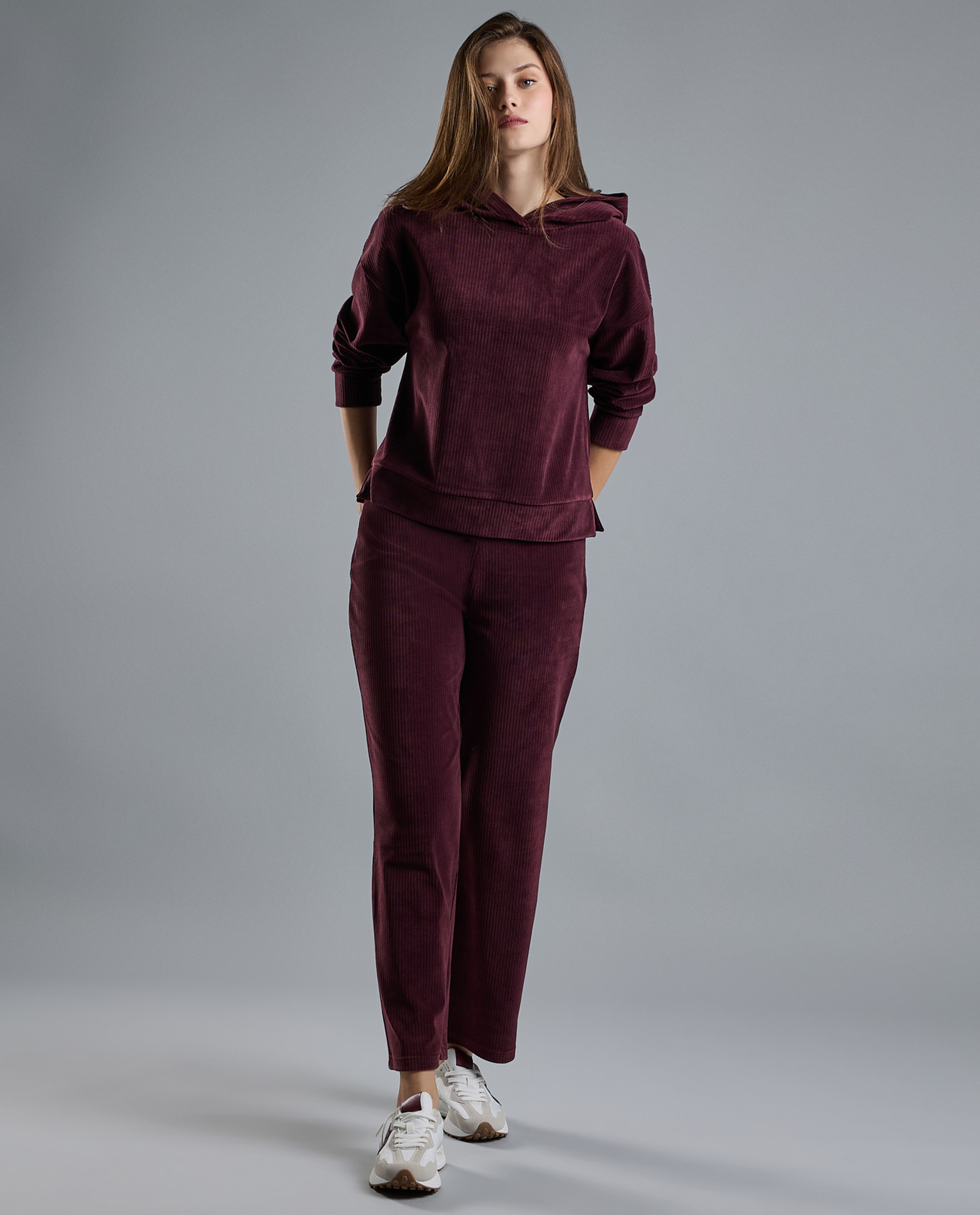 Solid Hoodie with Long Sleeves