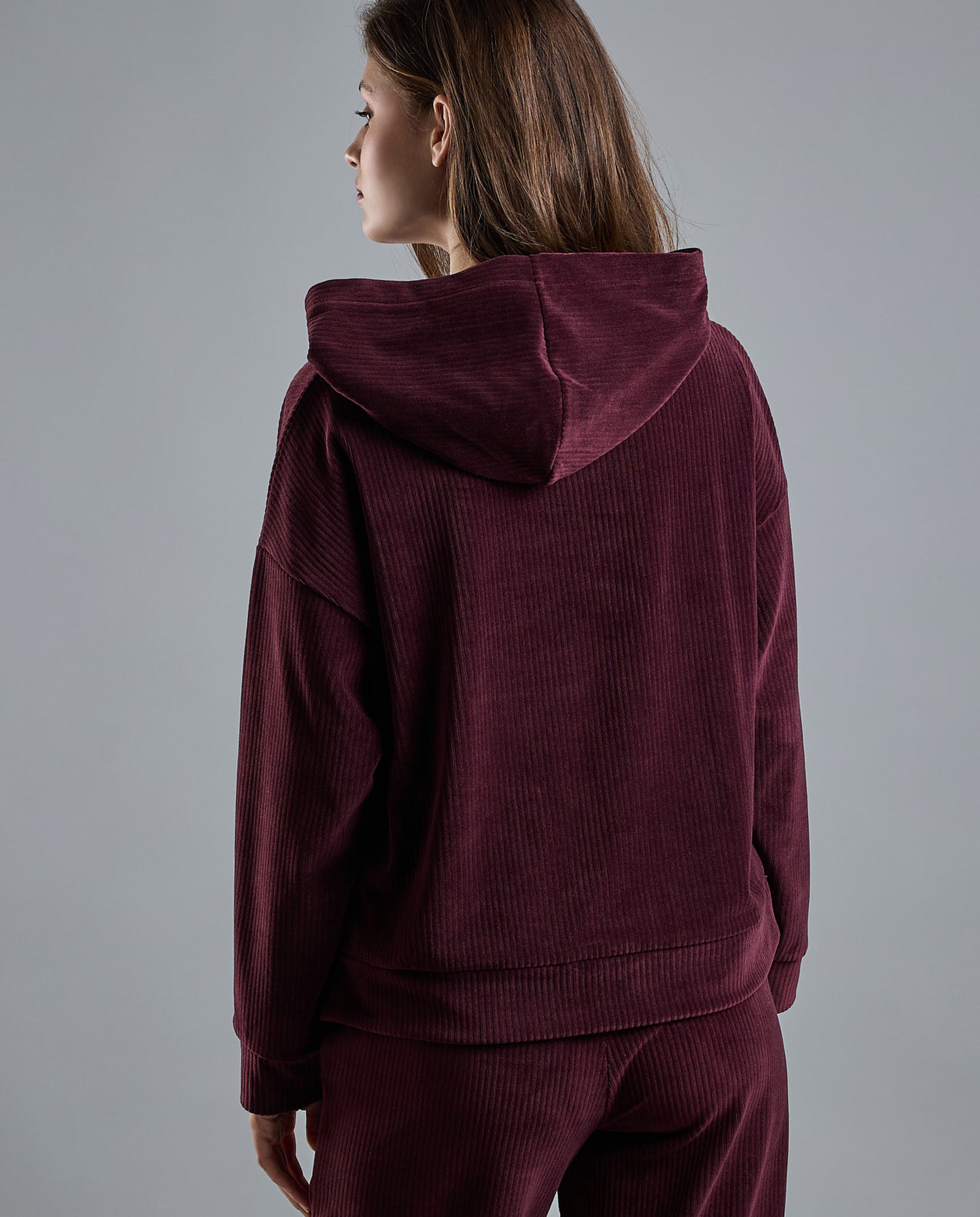 Solid Hoodie with Long Sleeves