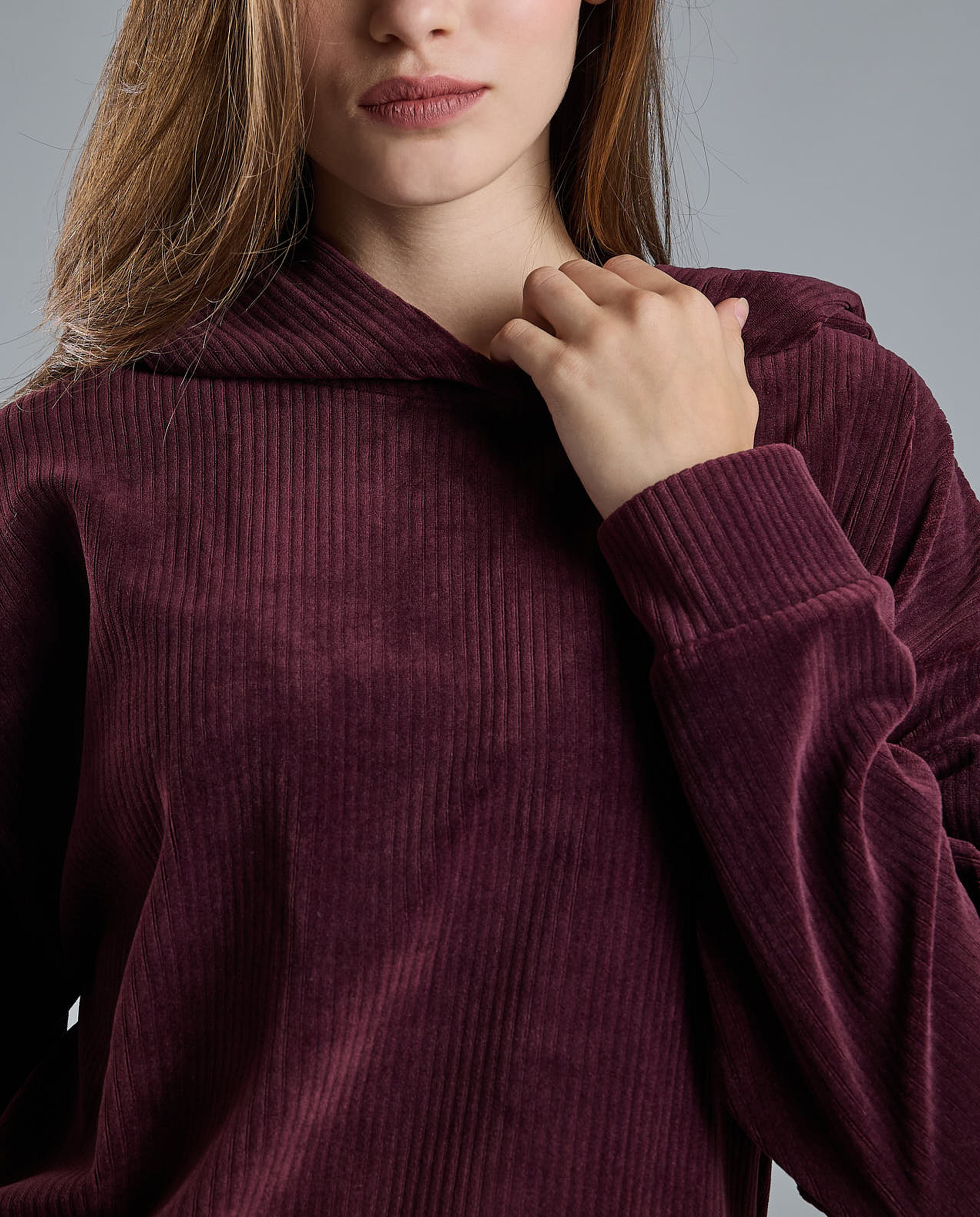 Solid Hoodie with Long Sleeves