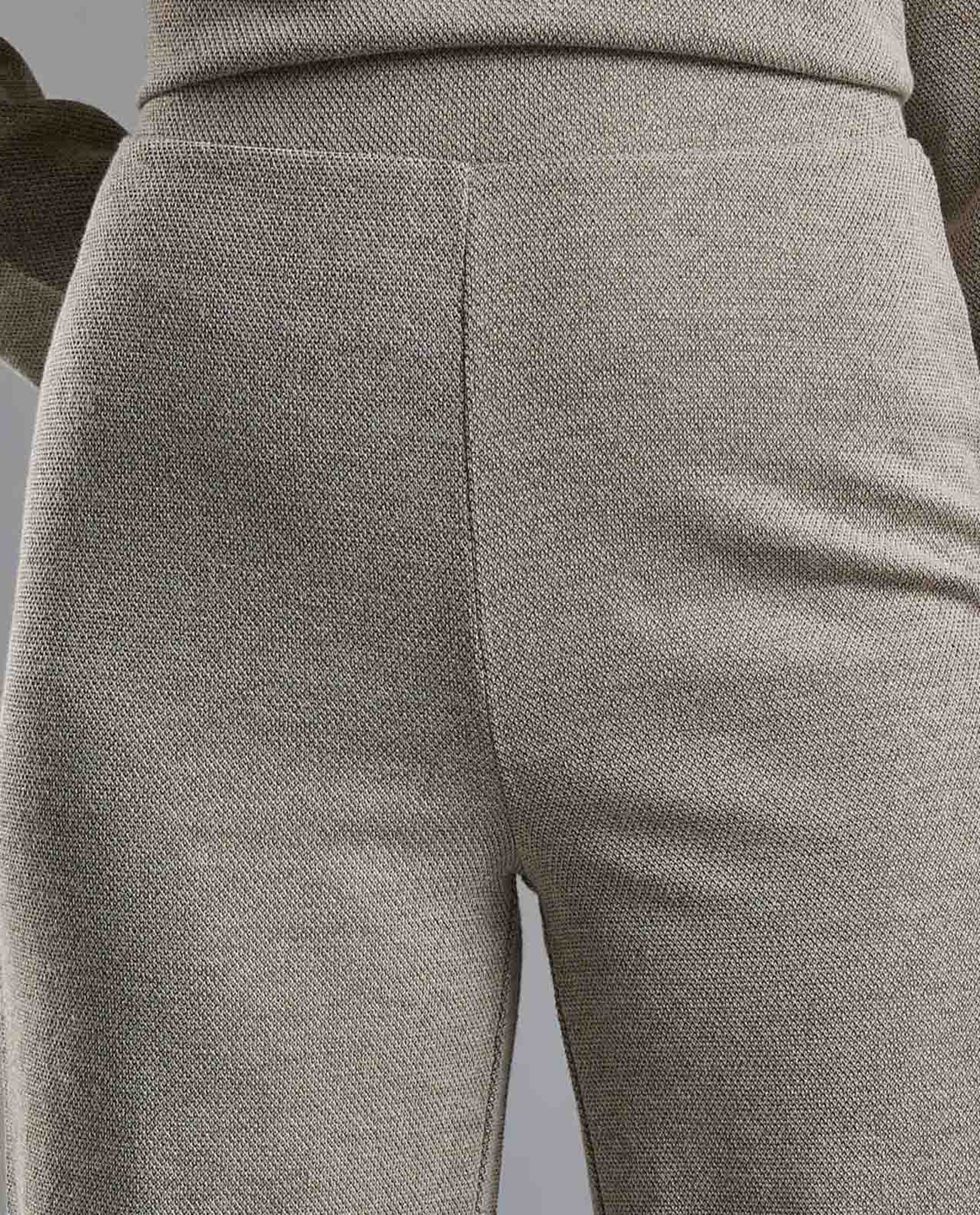 Textured Knit Pants with Elastic Waist