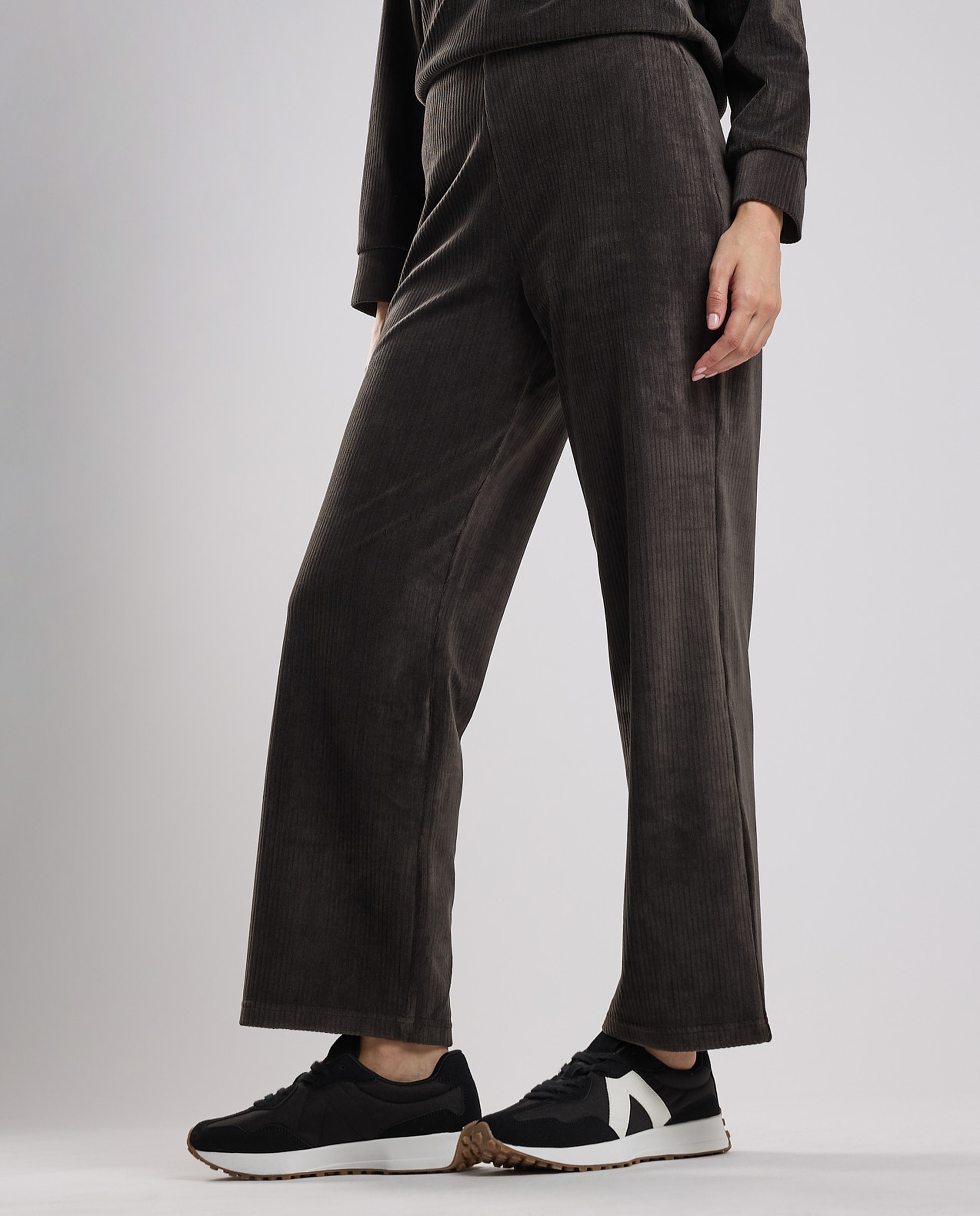 Solid Wide Leg Pants with Drawstring Waist