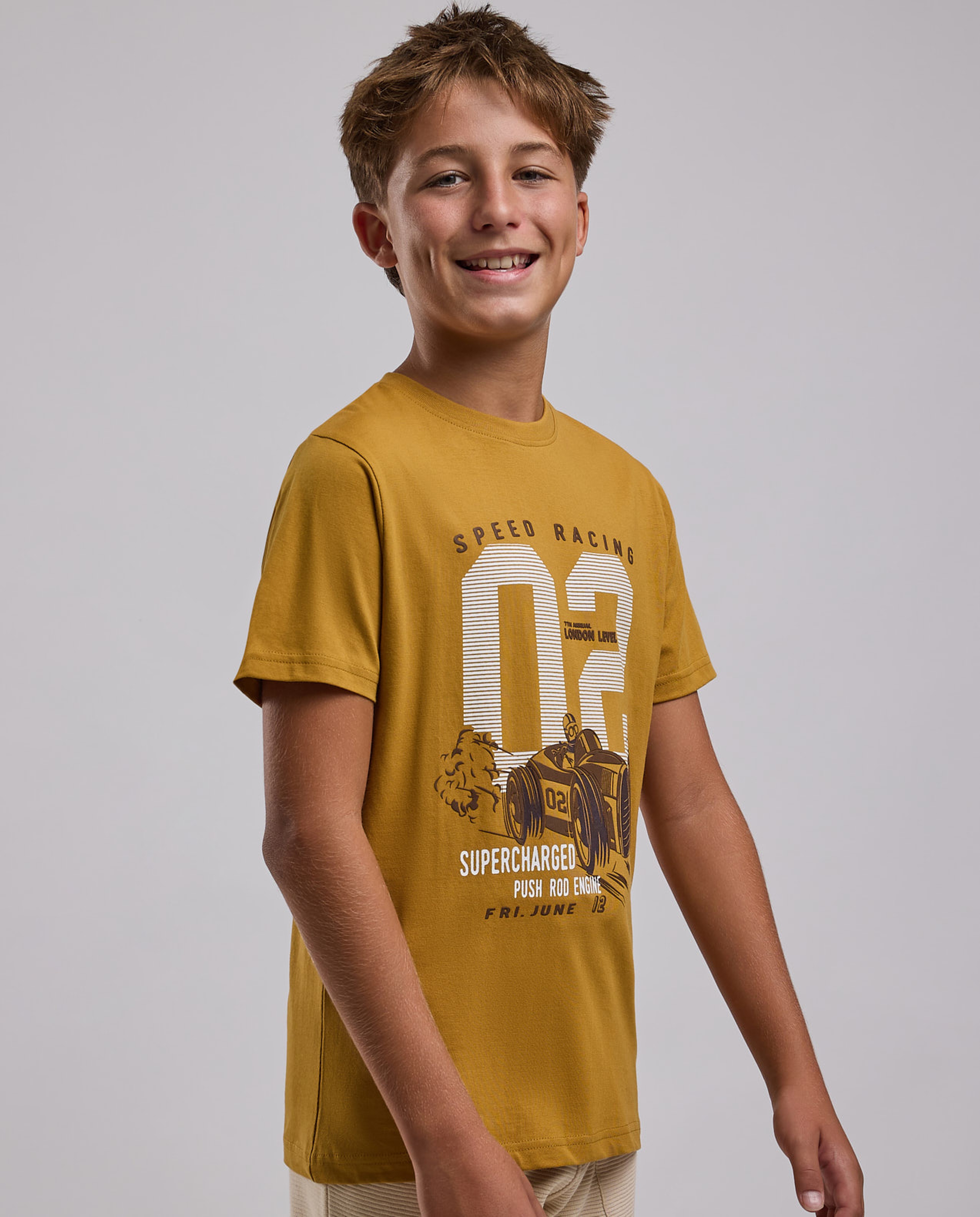 Printed T-Shirt with Crew Neck and Short Sleeves