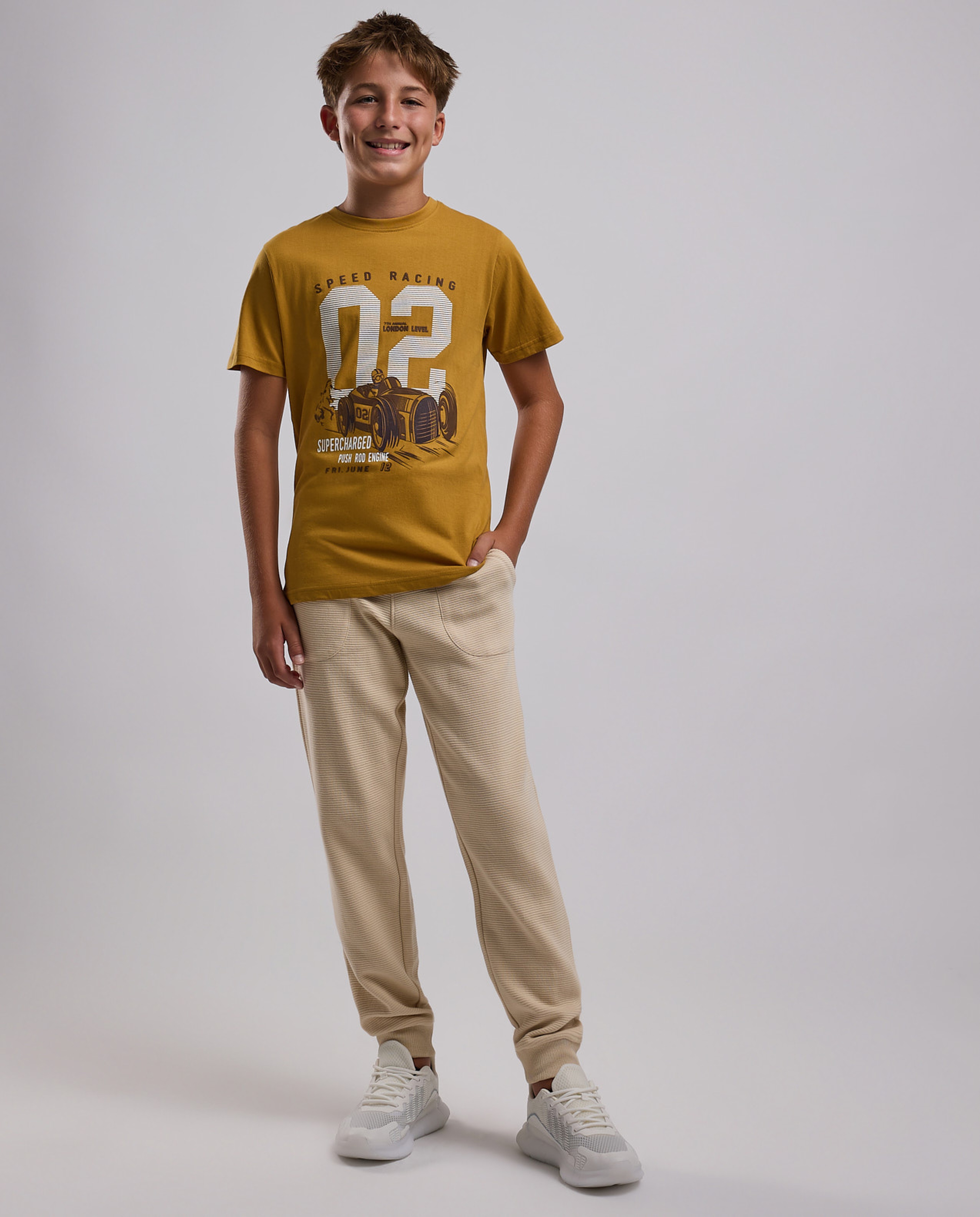 Printed T-Shirt with Crew Neck and Short Sleeves