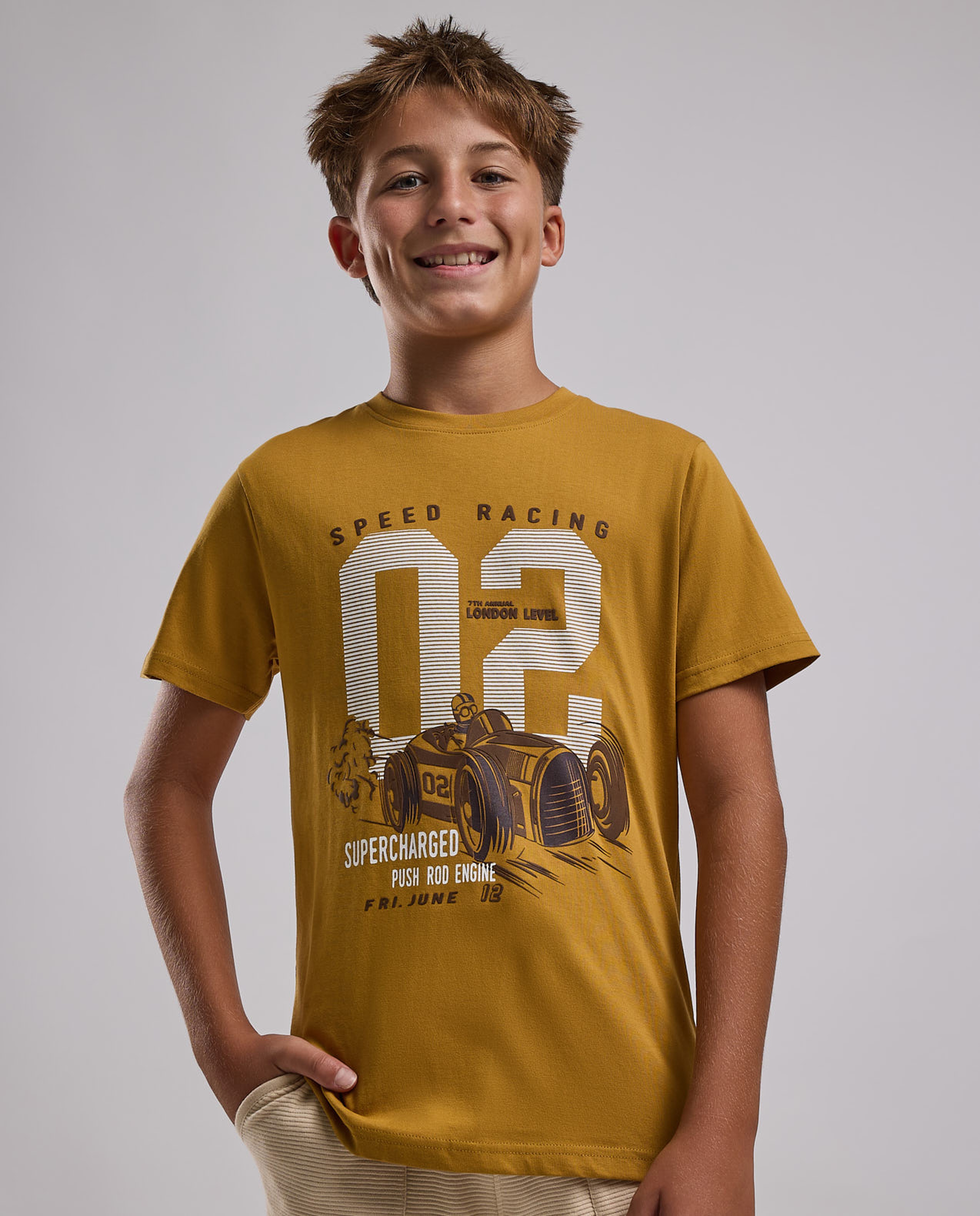 Printed T-Shirt with Crew Neck and Short Sleeves