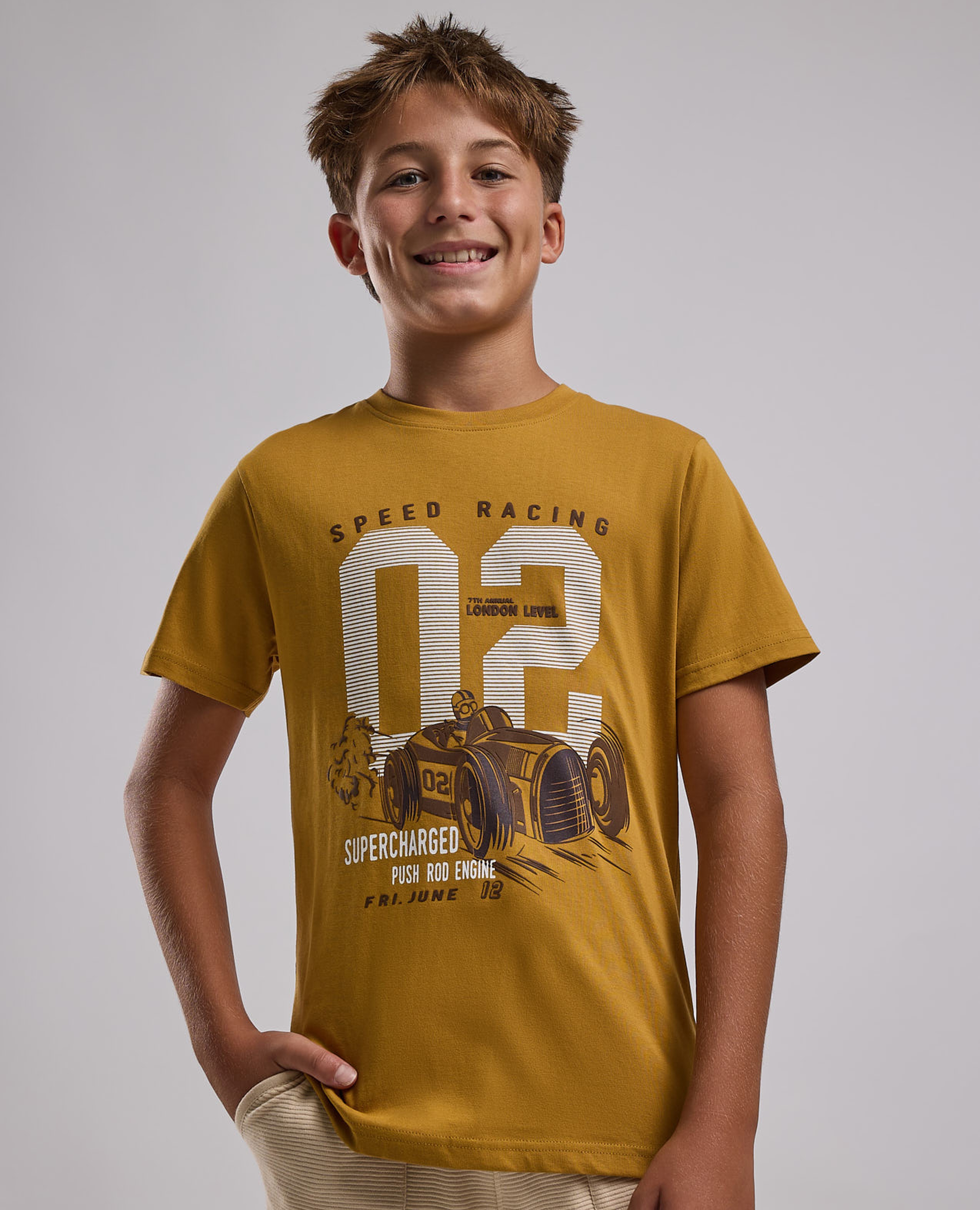 Printed T-Shirt with Crew Neck and Short Sleeves