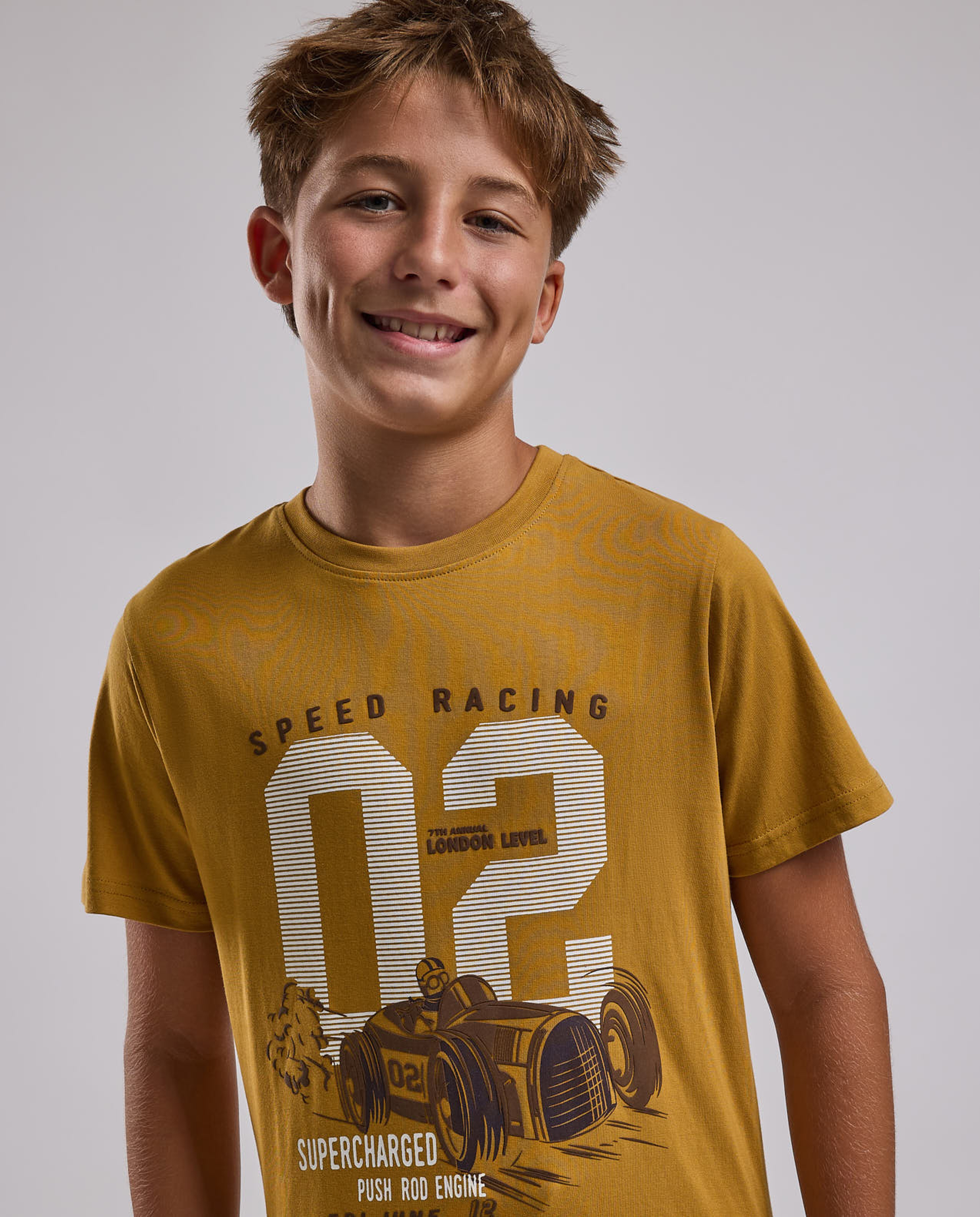 Printed T-Shirt with Crew Neck and Short Sleeves