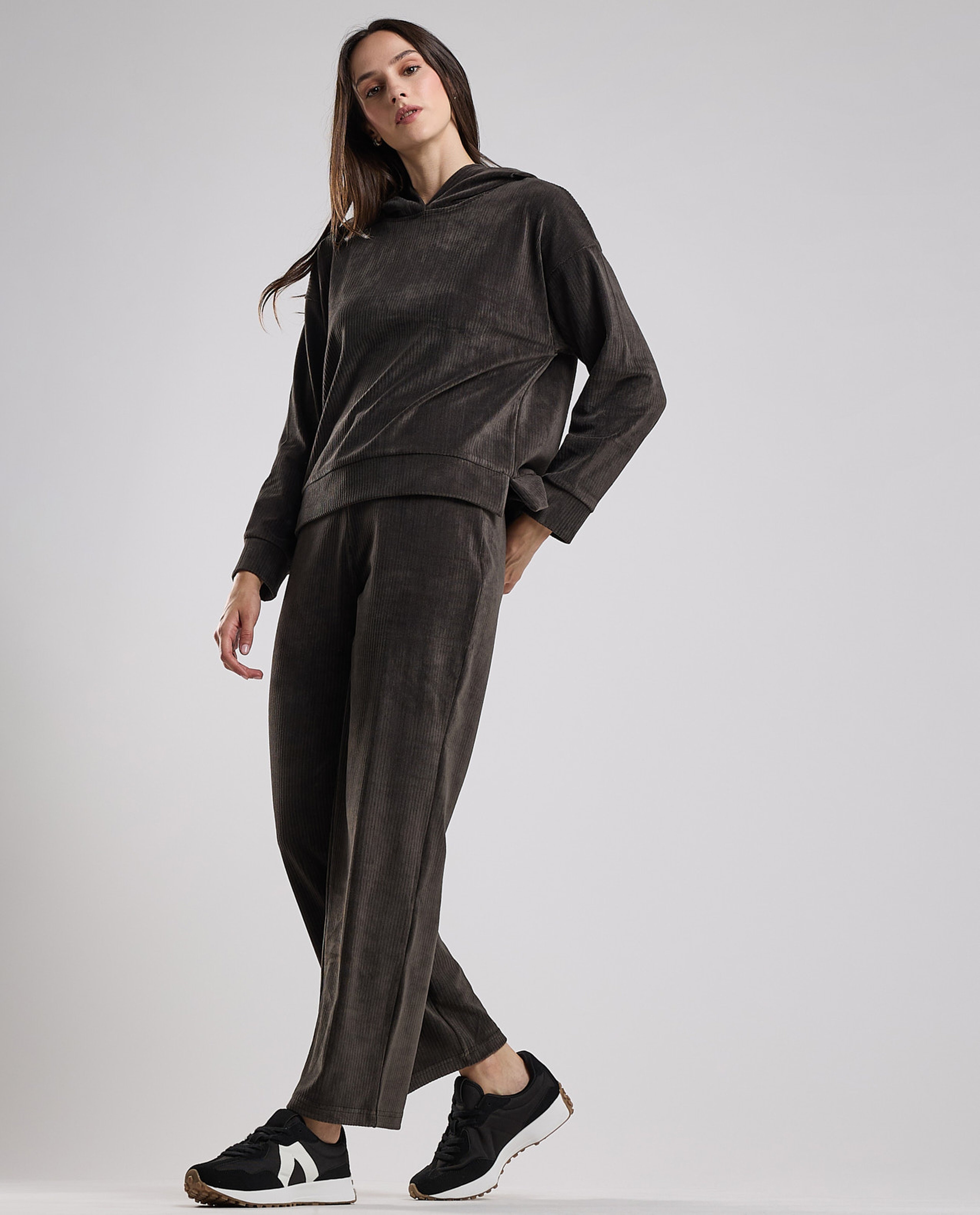 Solid Wide Leg Pants with Drawstring Waist