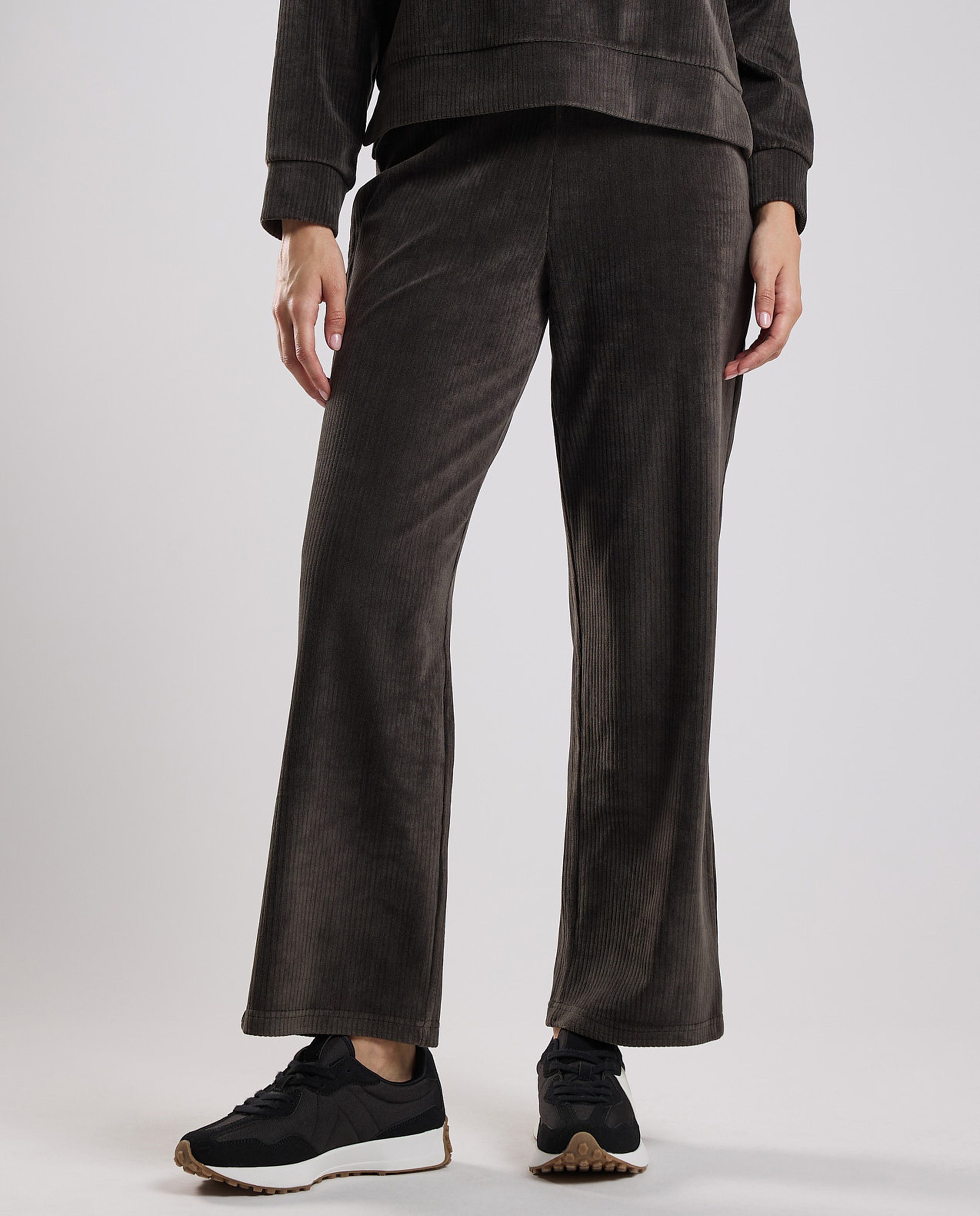 Solid Wide Leg Pants with Drawstring Waist