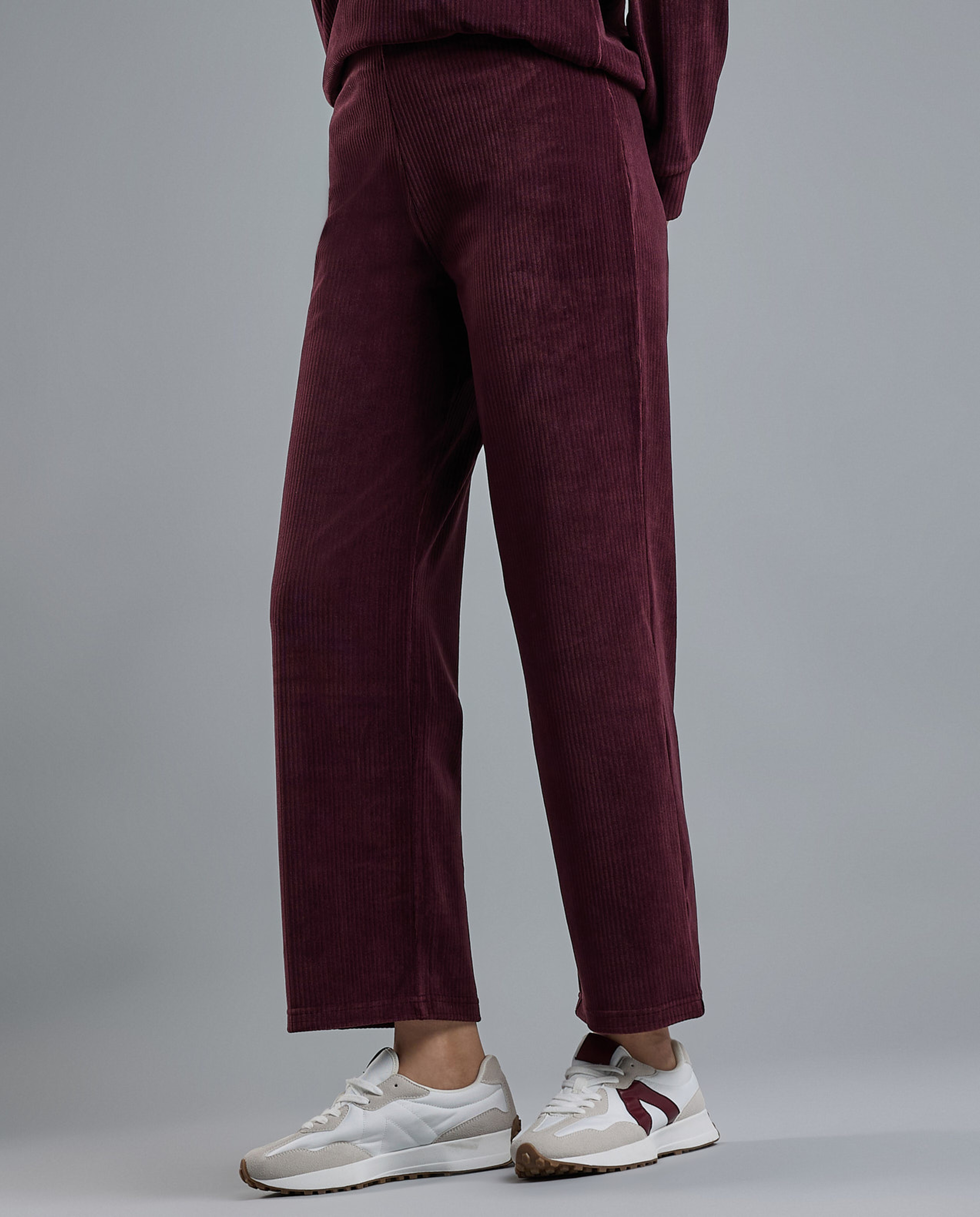 Solid Wide Leg Pants with Drawstring Waist