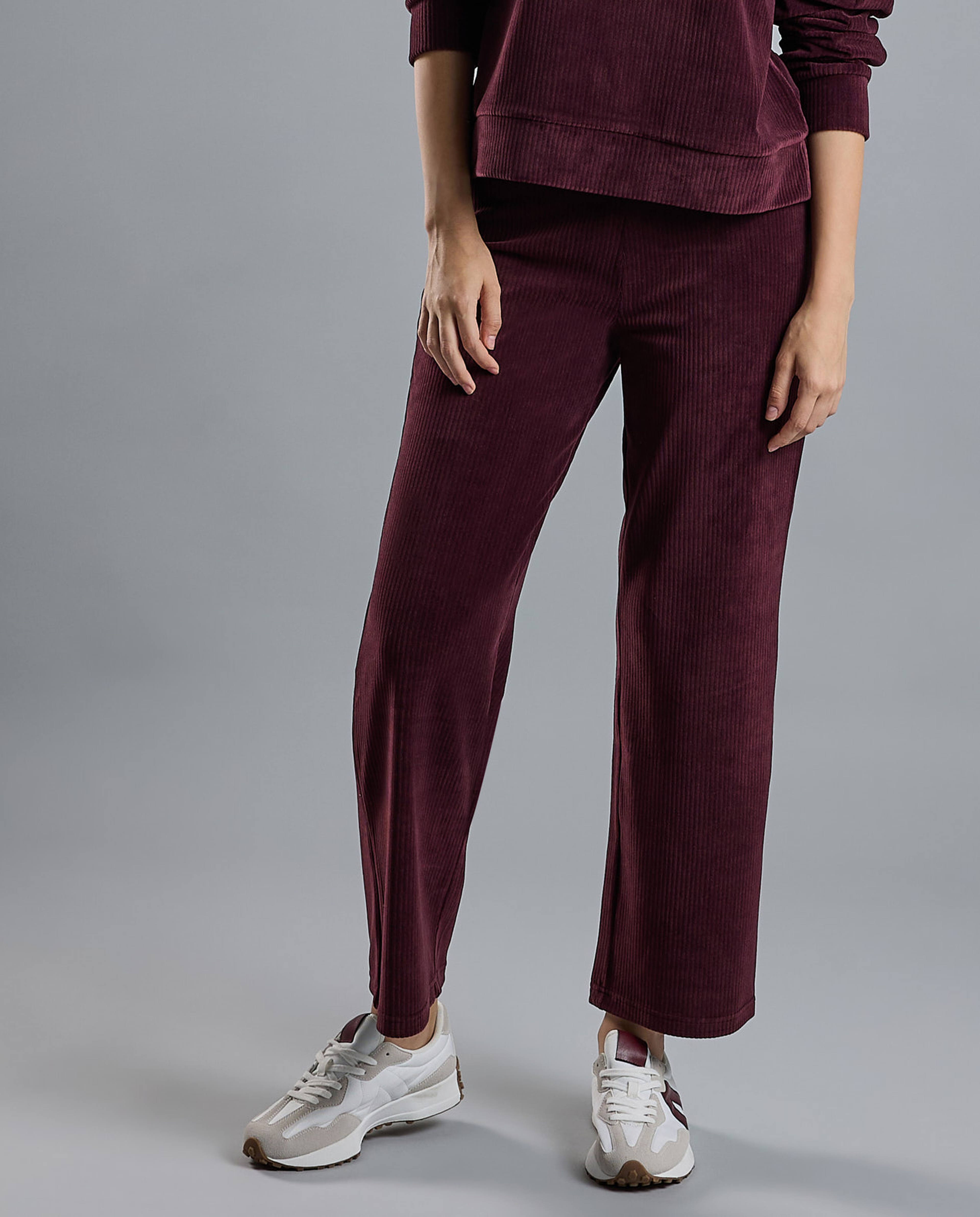 Solid Wide Leg Pants with Drawstring Waist