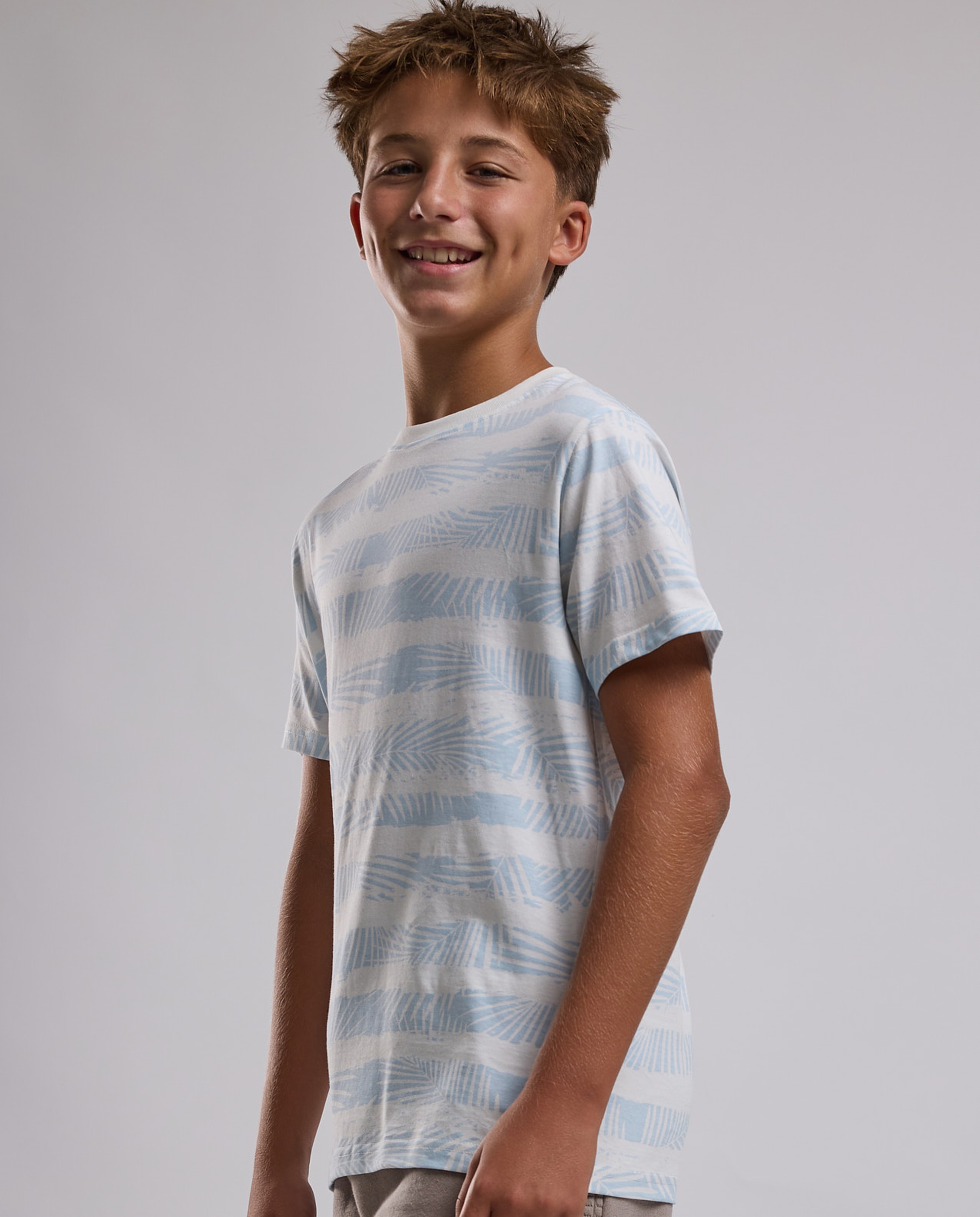 Striped T-Shirt with Crew Neck and Short Sleeves