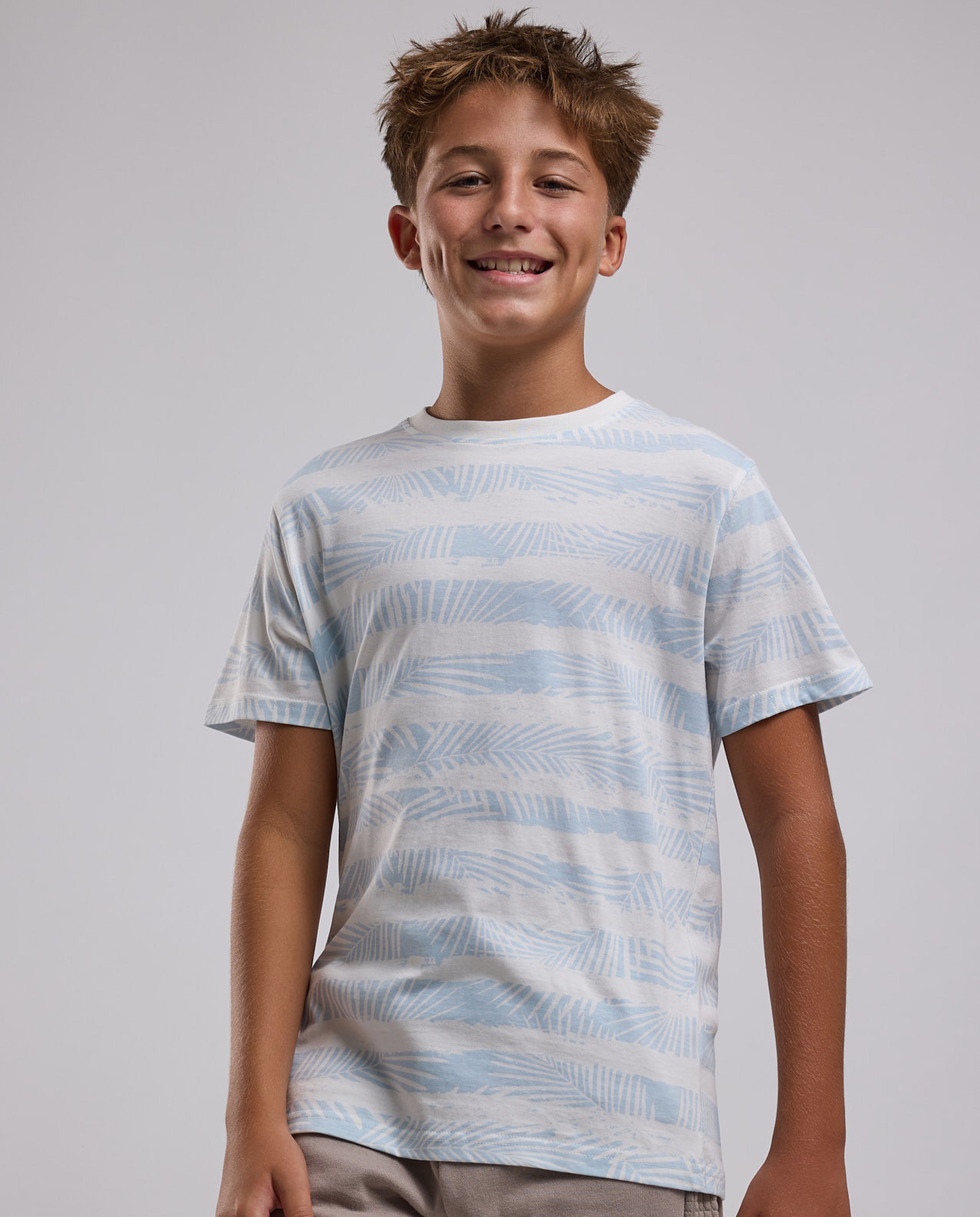 Striped T-Shirt with Crew Neck and Short Sleeves