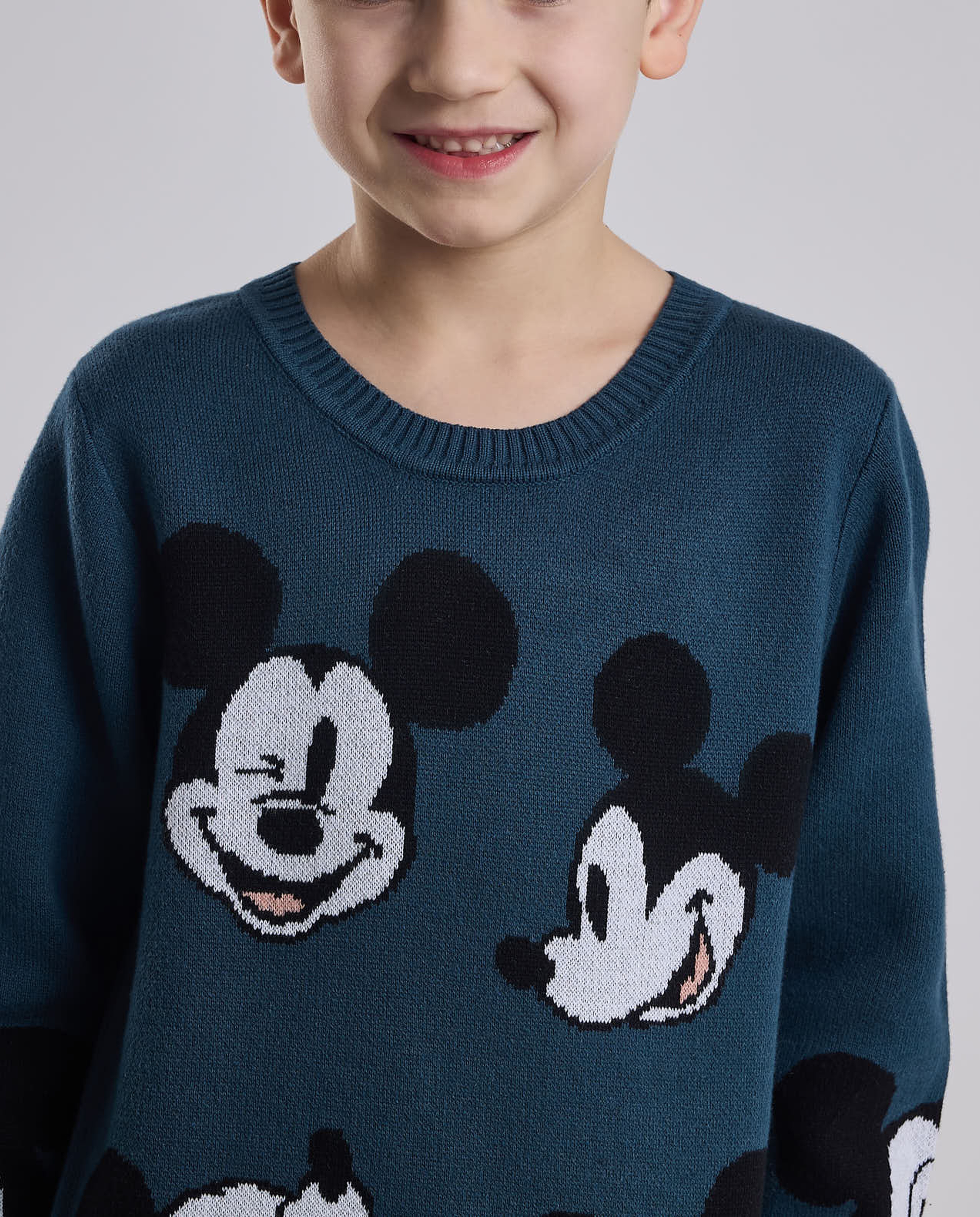 Mickey Mouse Sweater with Crew Neck and Long Sleeves