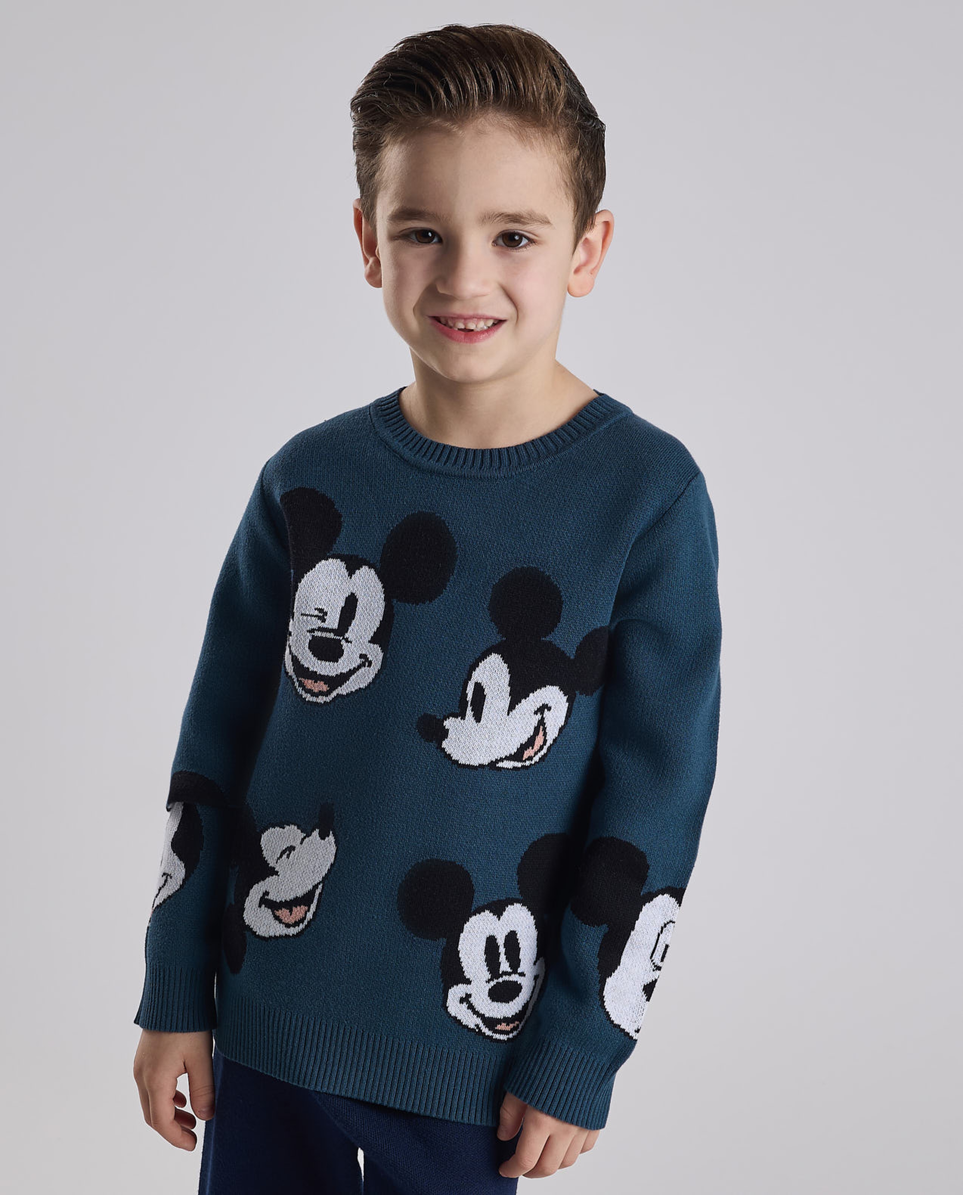 Mickey Mouse Sweater with Crew Neck and Long Sleeves