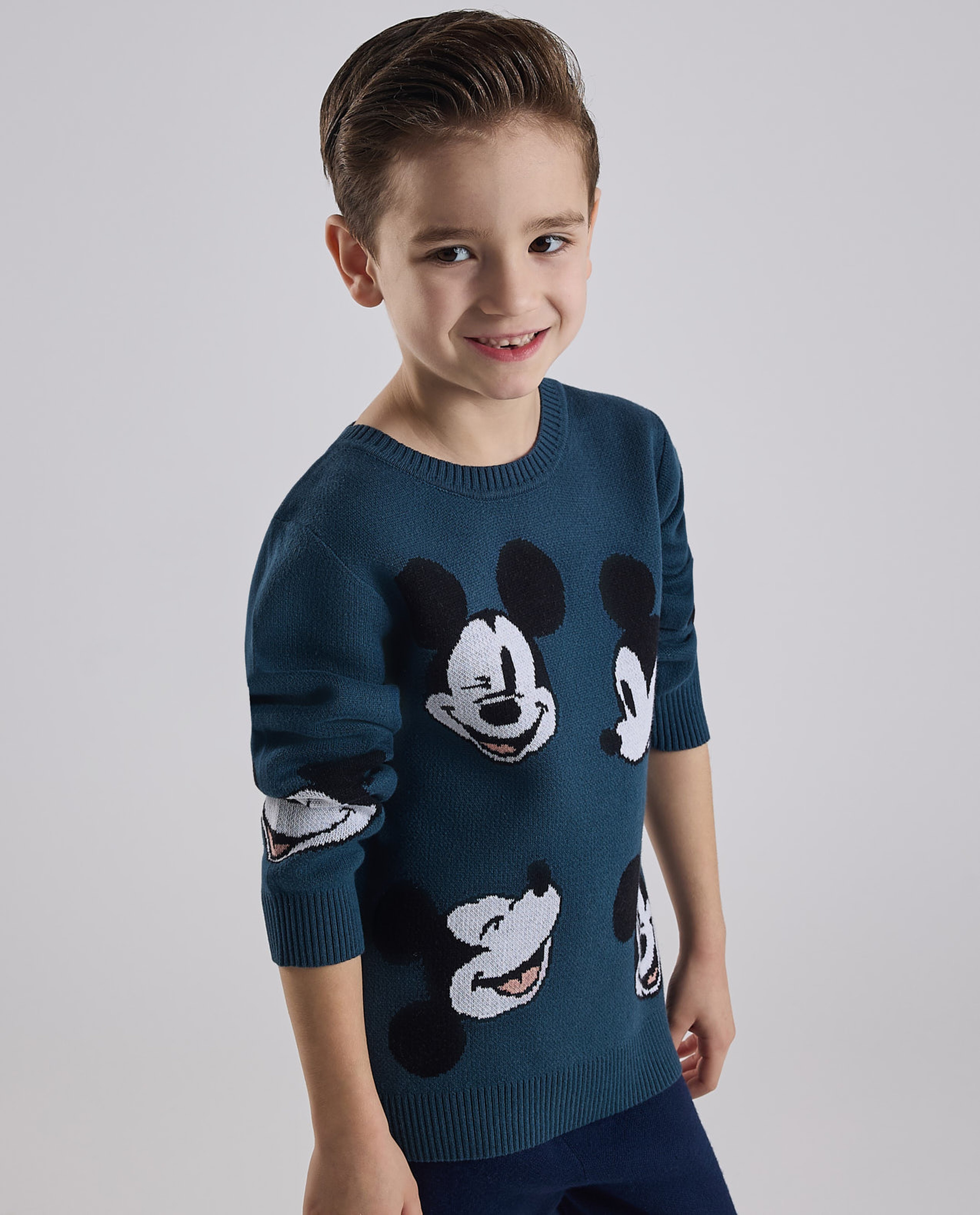 Mickey Mouse Sweater with Crew Neck and Long Sleeves