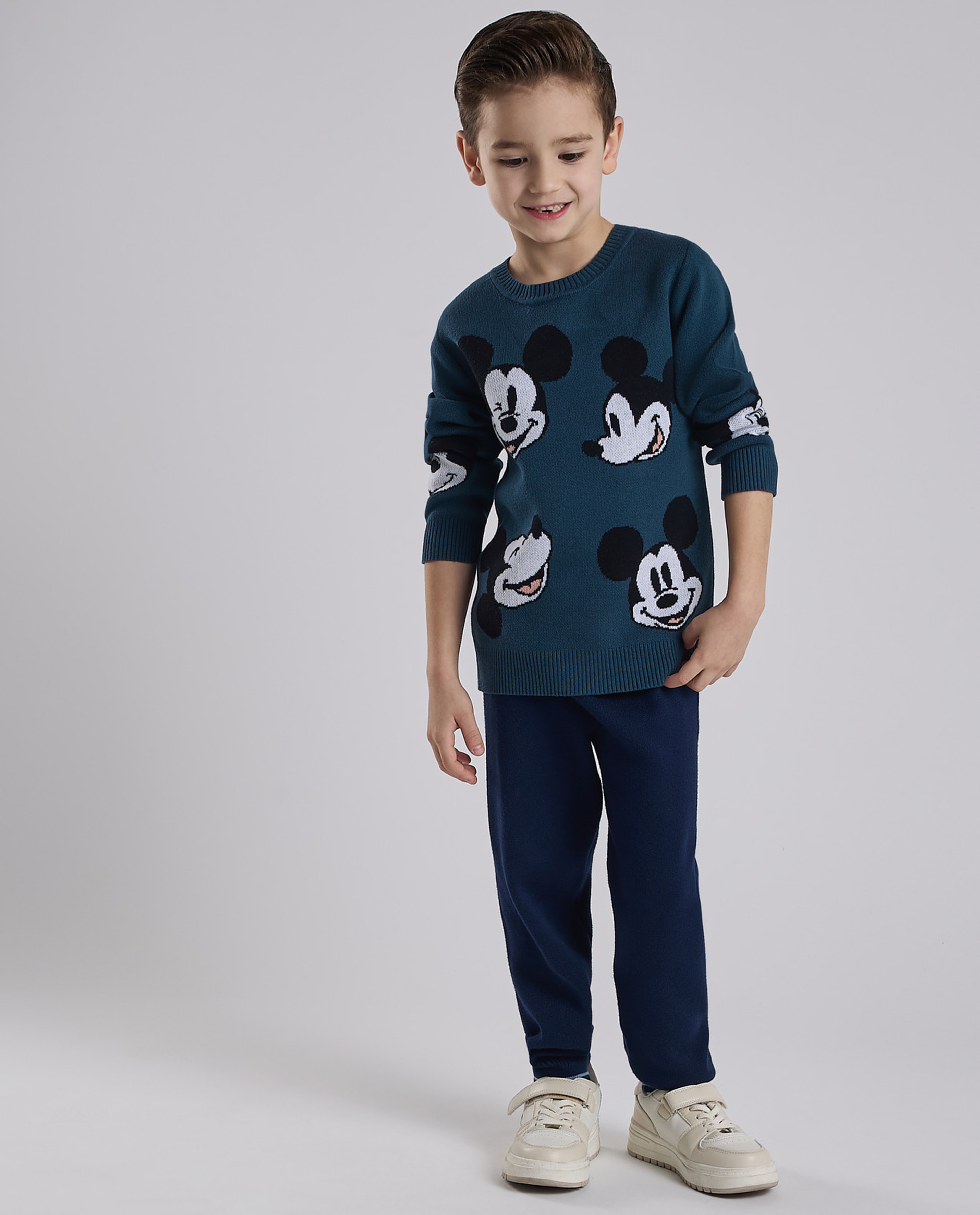 Mickey Mouse Sweater with Crew Neck and Long Sleeves