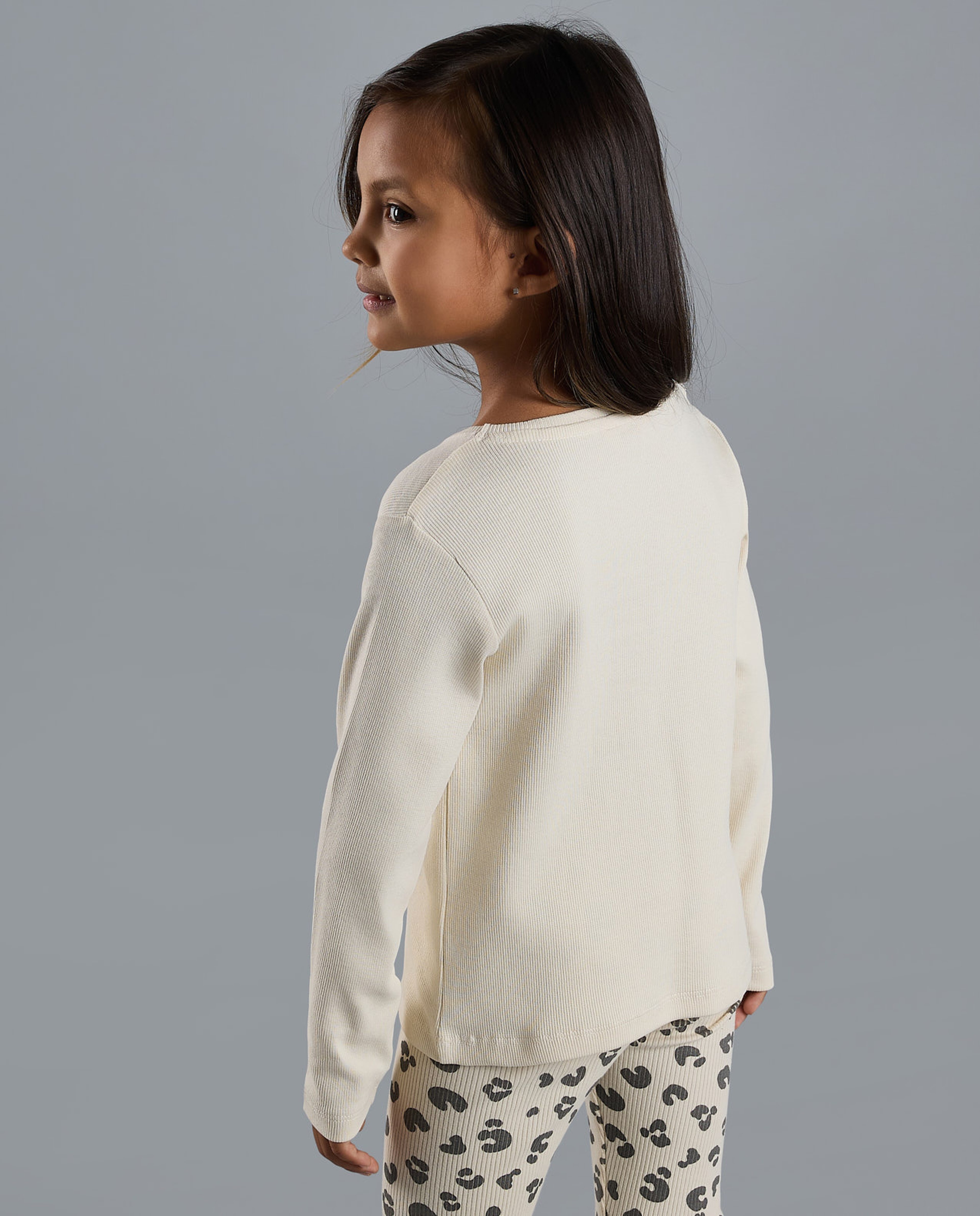 Embroidered T-Shirt with Crew Neck and Long Sleeves