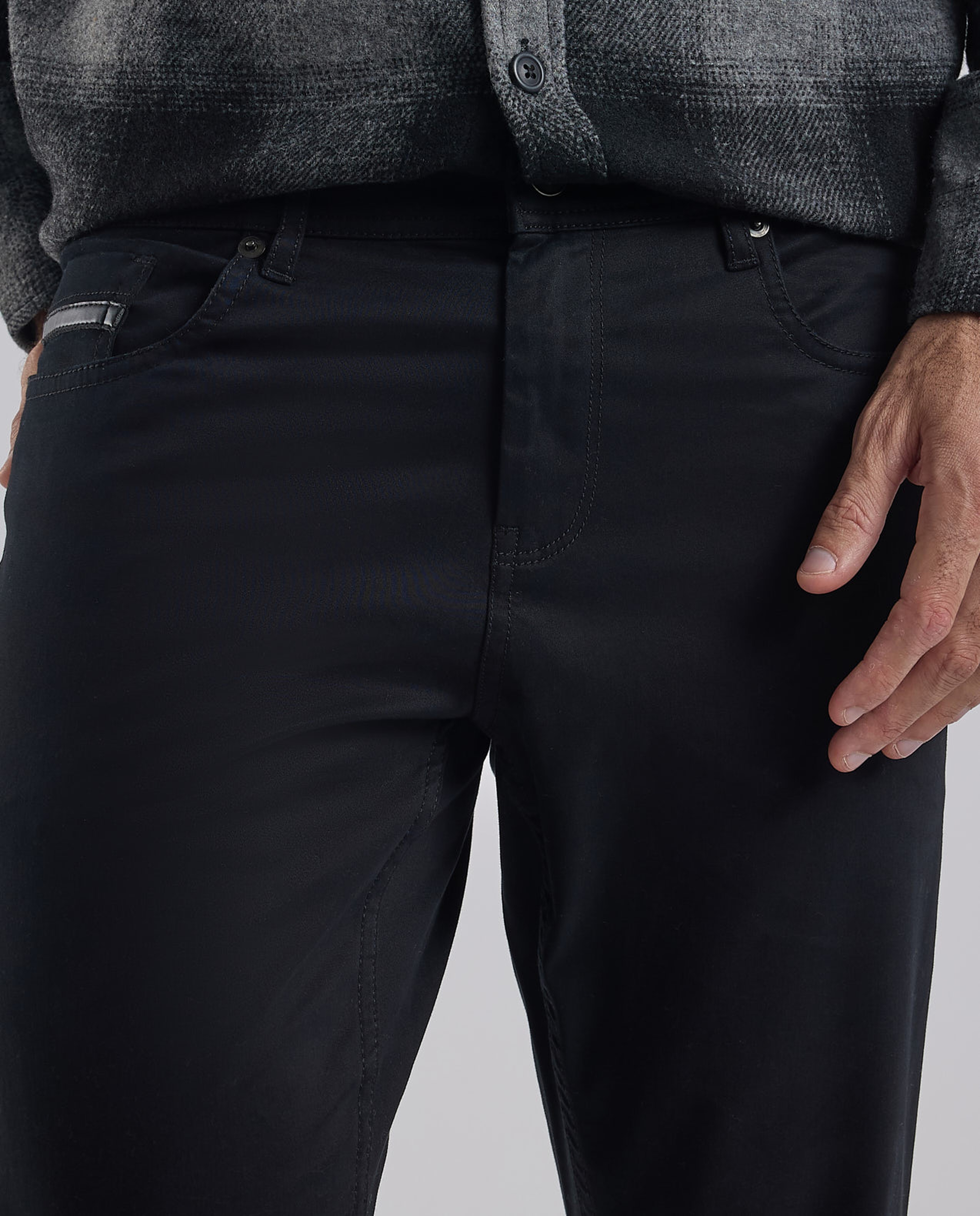 Solid Woven Pants with Button Closure