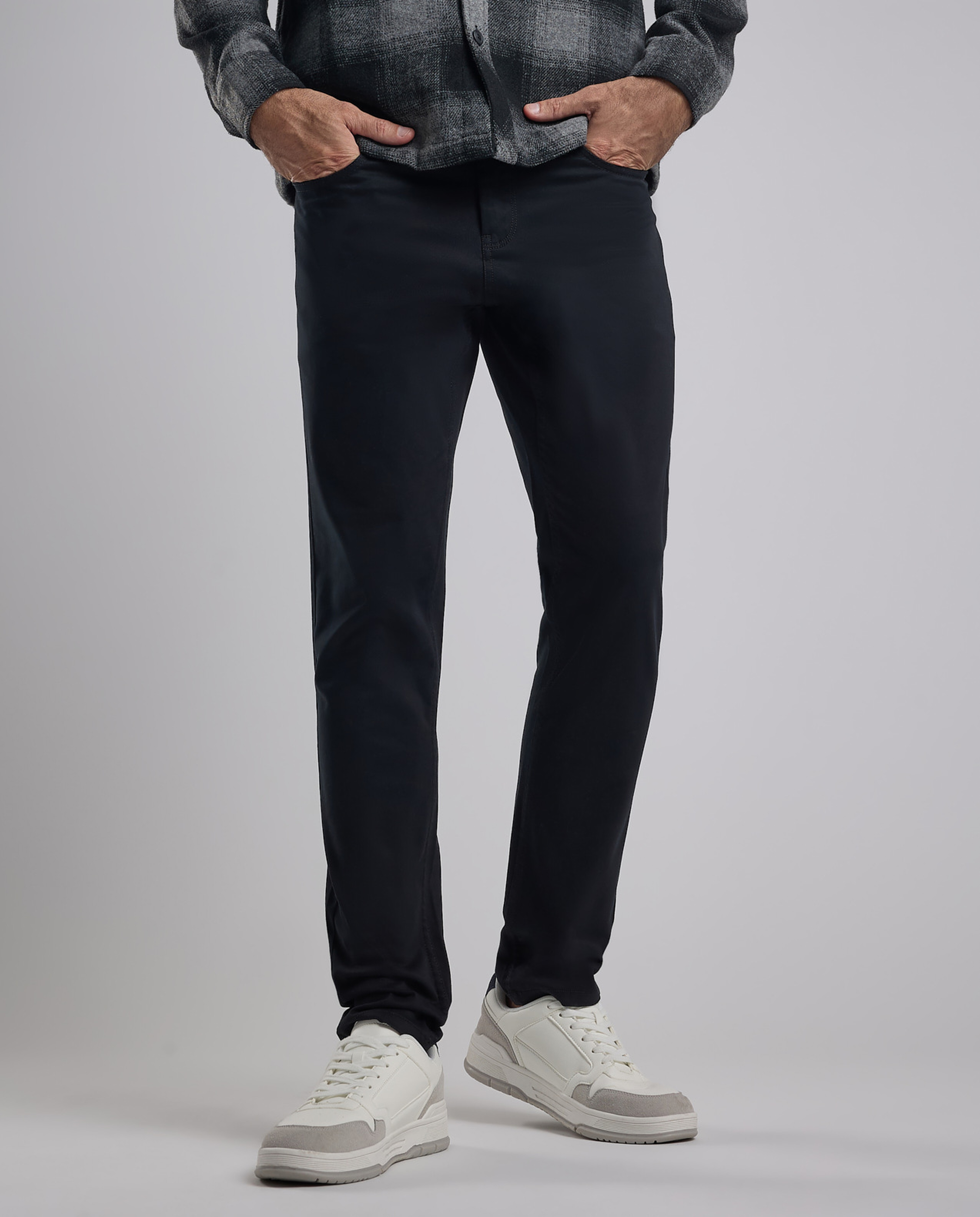 Solid Woven Pants with Button Closure